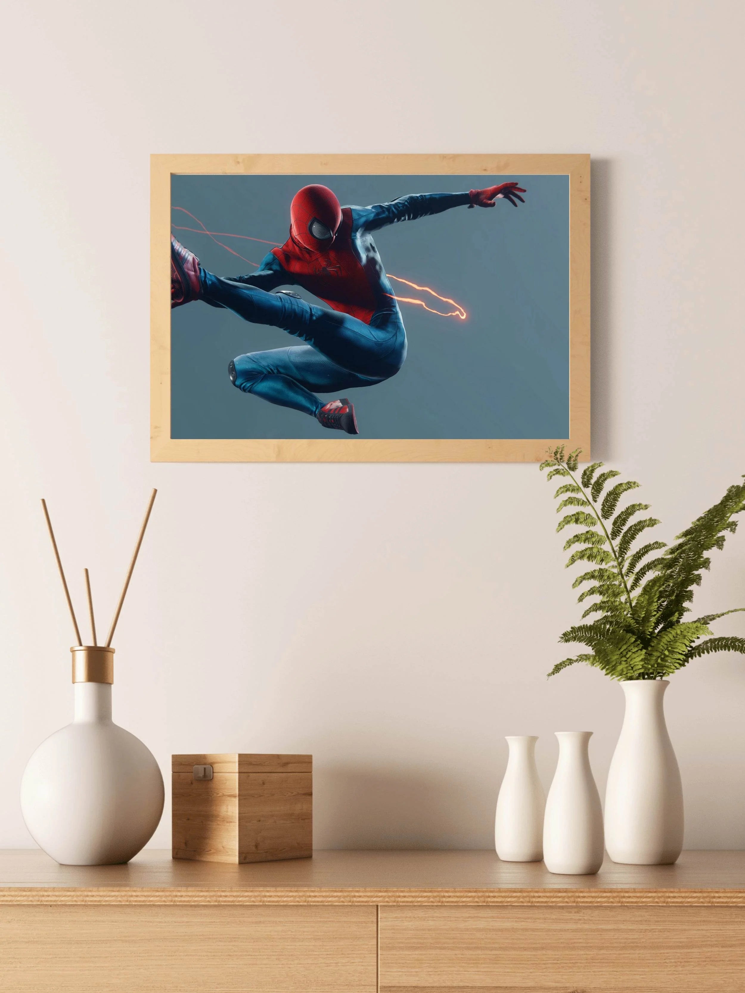 Spider Man Swinging Gaming Wall Art - beink online art store