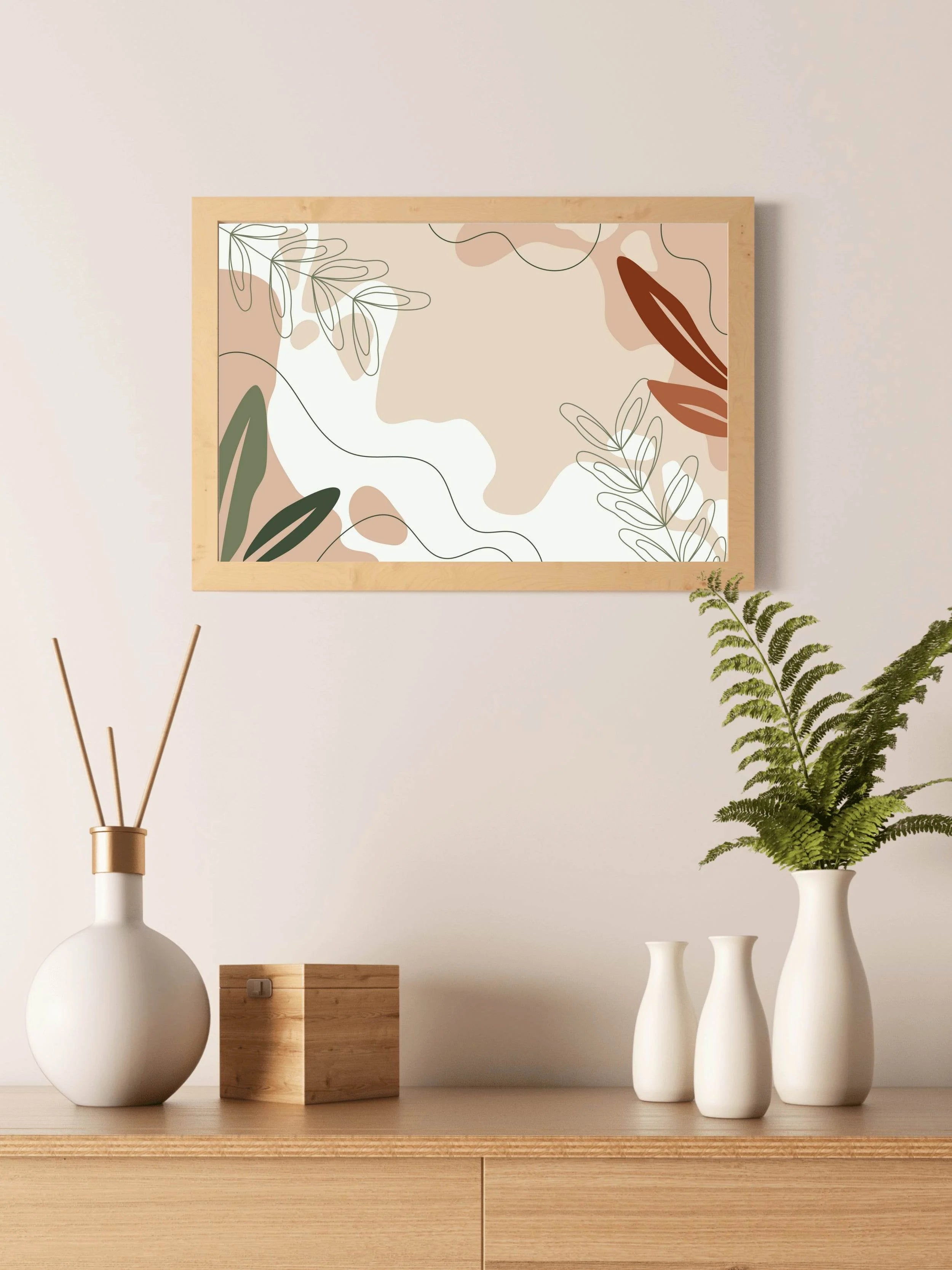 Colorful Beige Leaves Wall Art - beink online art store