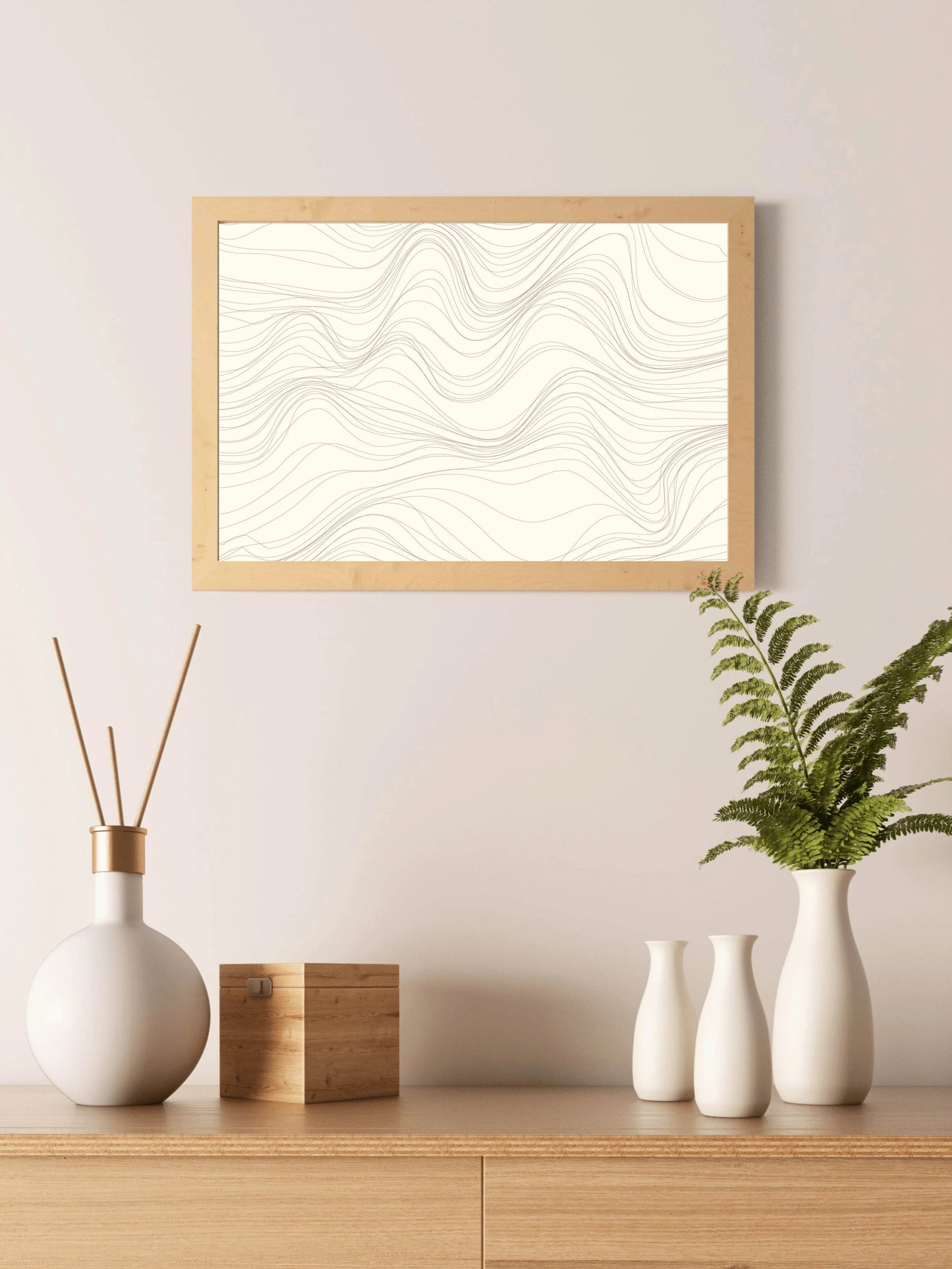 Light Background Wavy Lines Abstract Wall Art - beink online art store