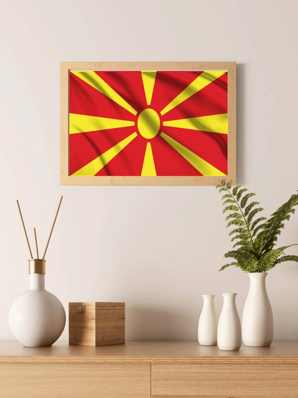 North Macedonia National Flag Wall Art - beink online art store