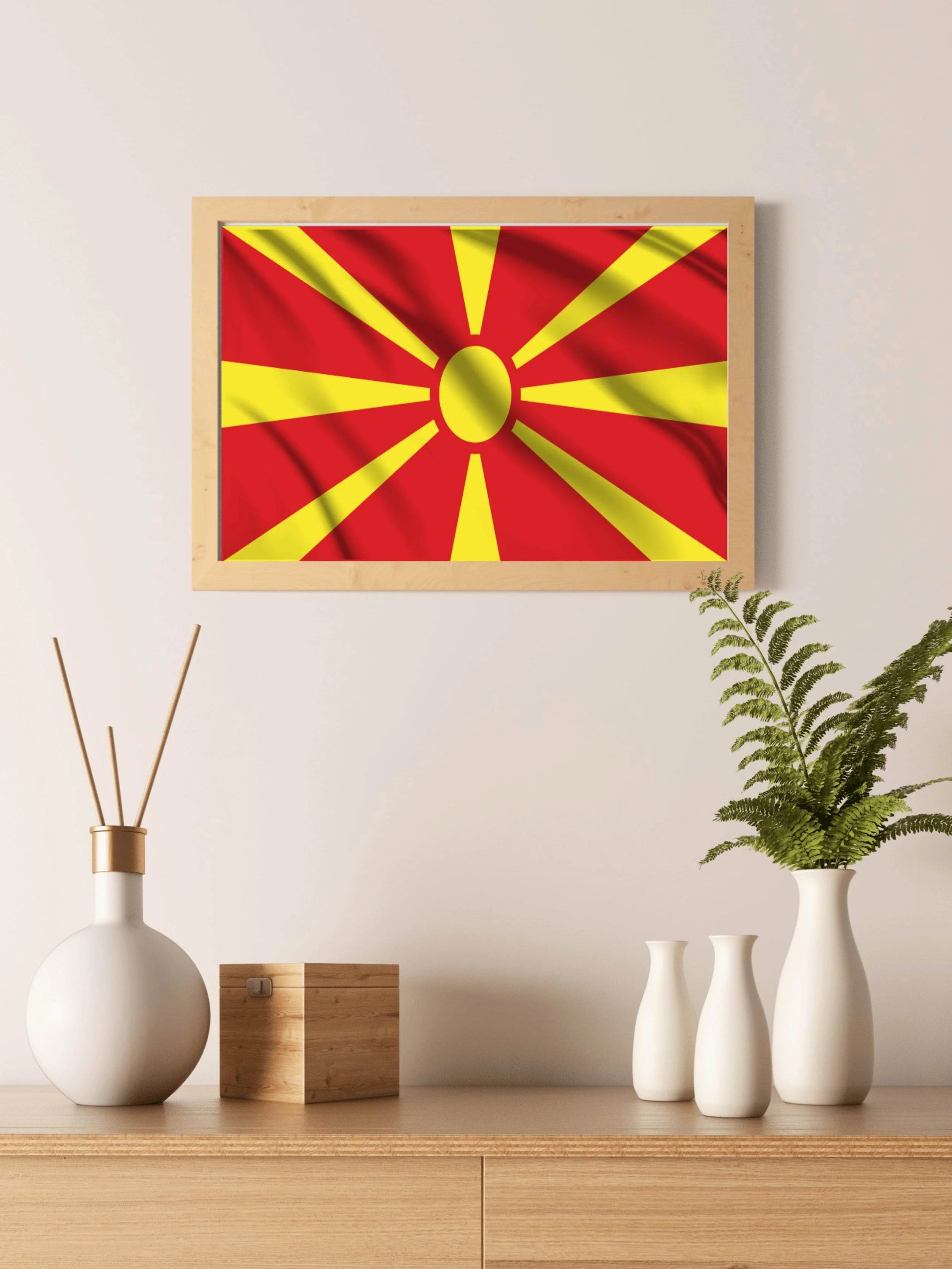 North Macedonia National Flag Wall Art - beink online art store