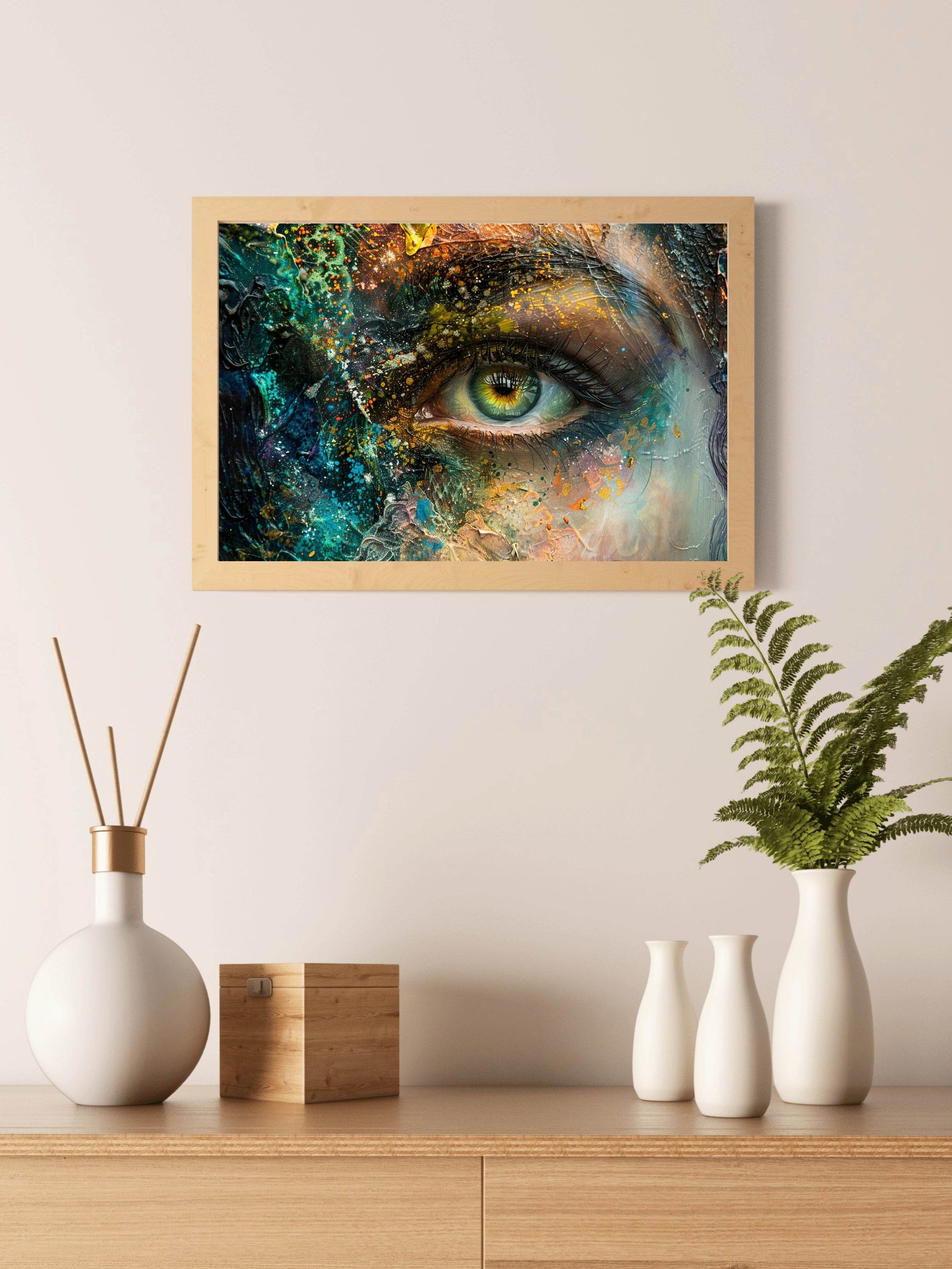 Closeup of Women Eye With Painted Face Digital Art - beink online art store