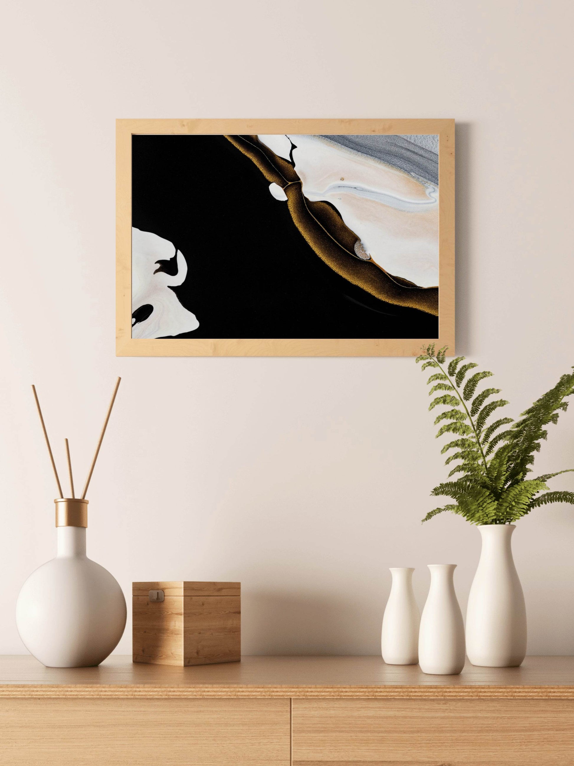Golden Sea Waves Abstract Wall Art - beink online art store