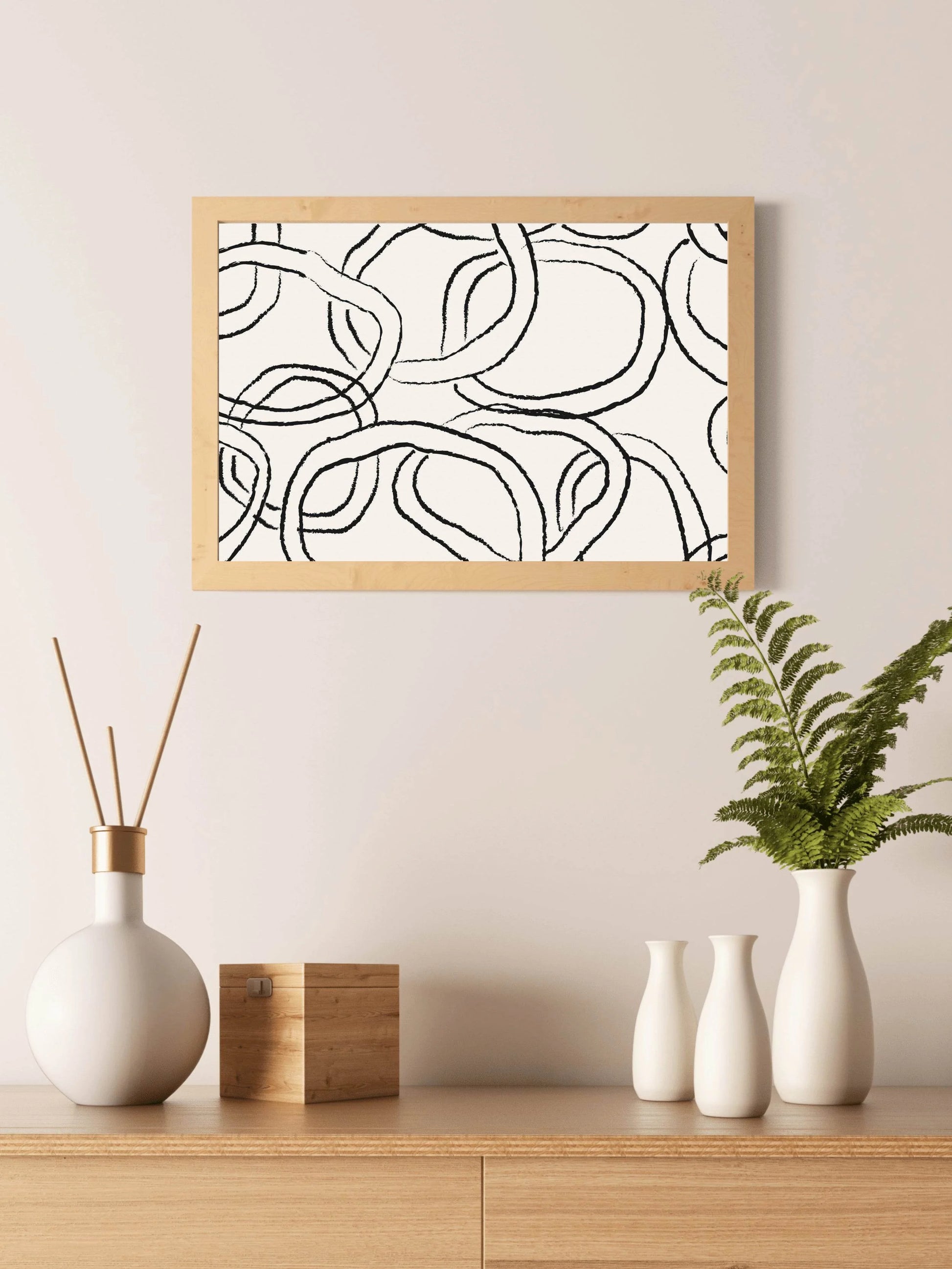 Black Leaf Pattern Abstract Wall Art - beink online art store