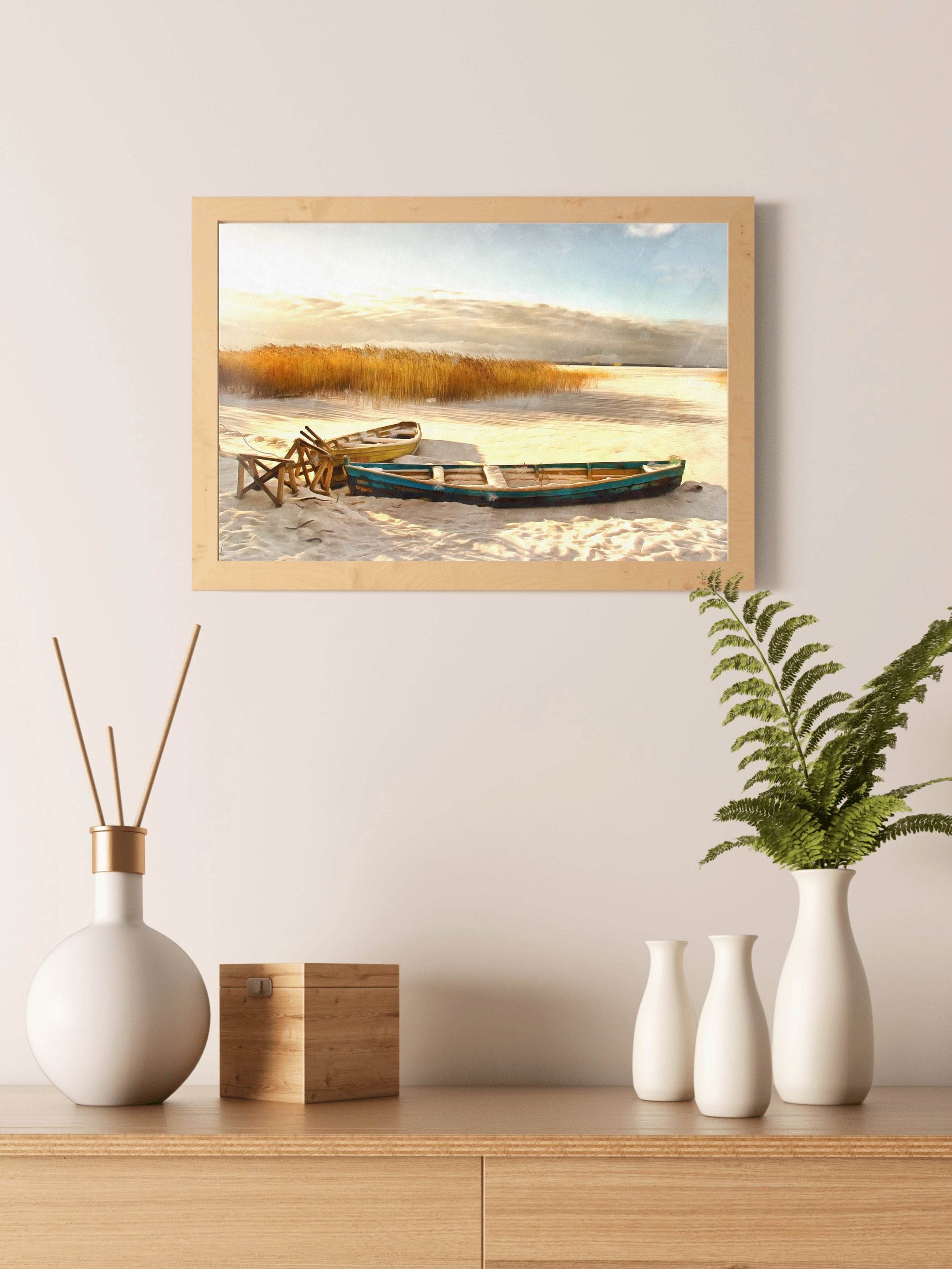 Boat Buried on The Beach Wall Art - beink online art store