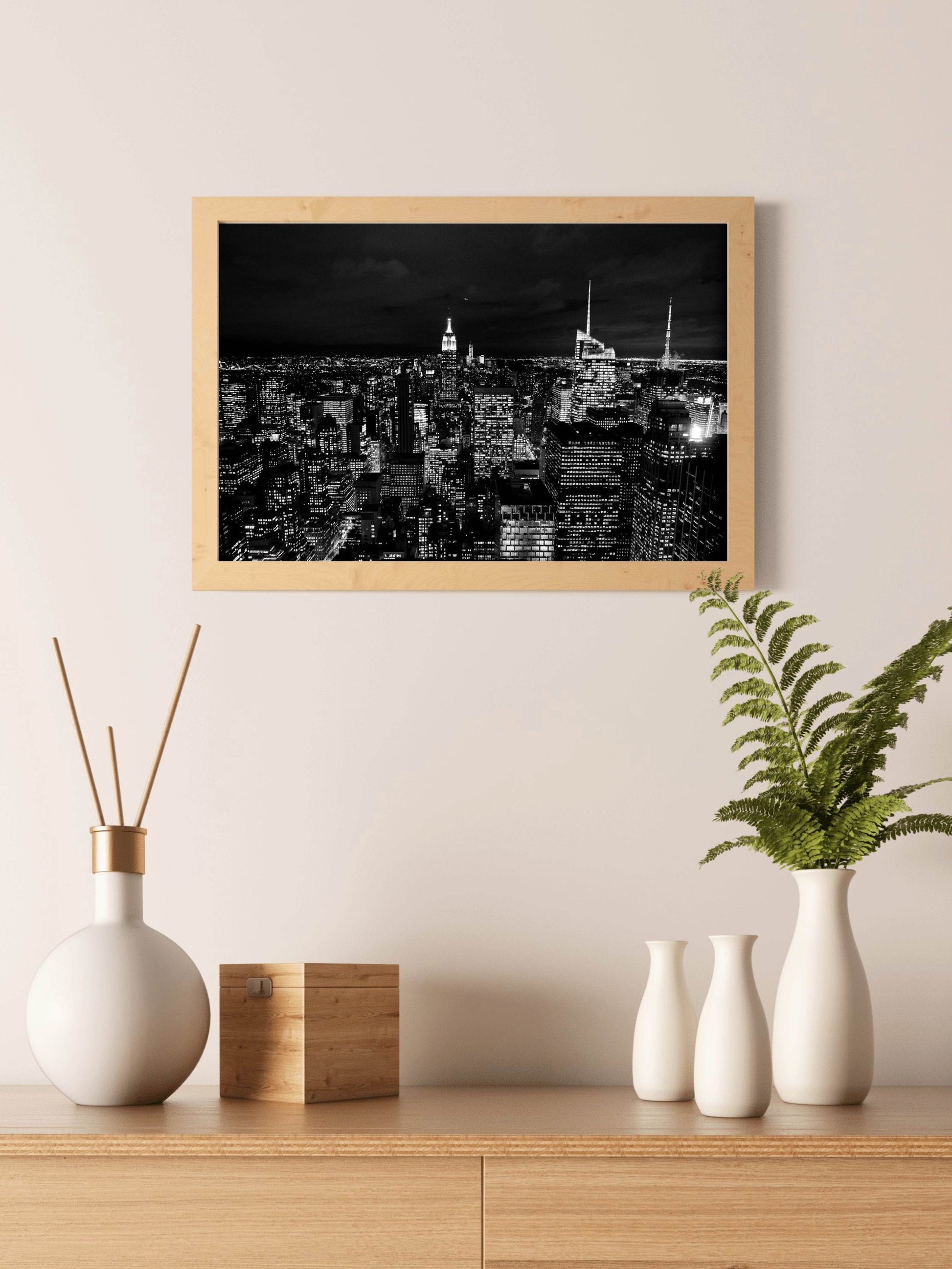 New York City Night Black & White Wall Art - beink online art store