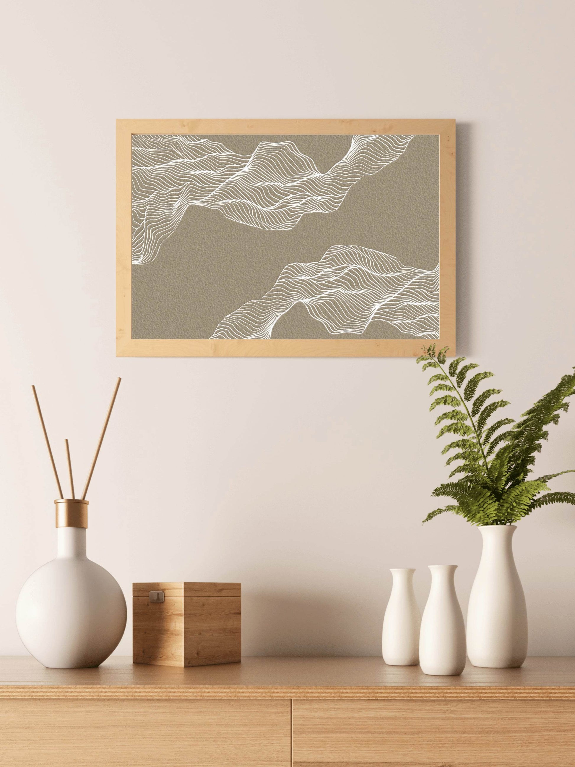 Wavy Vector Drawing Abstract Wall Art - beink online art store