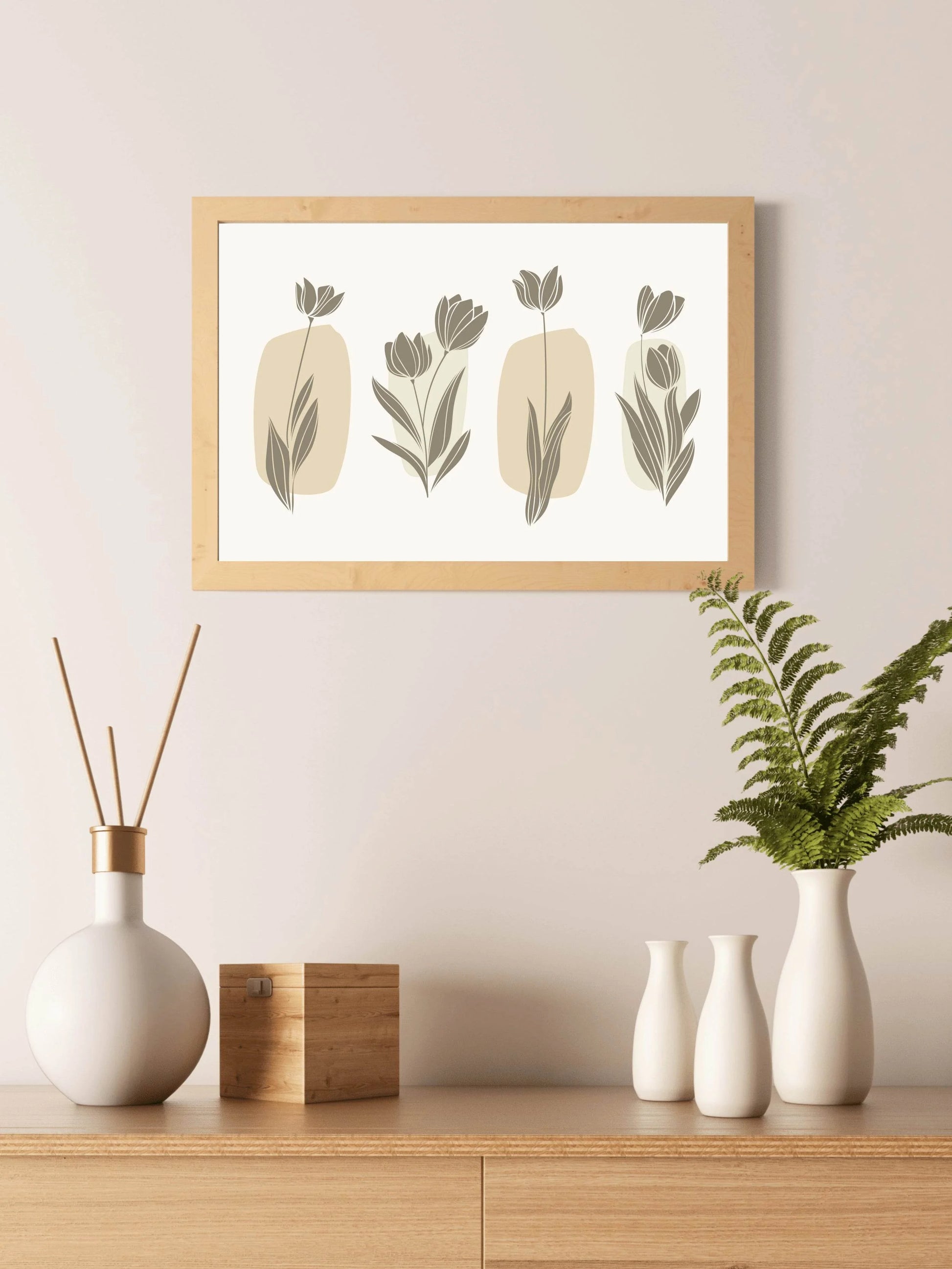 Black Tulip Branch Wall Art - beink online art store