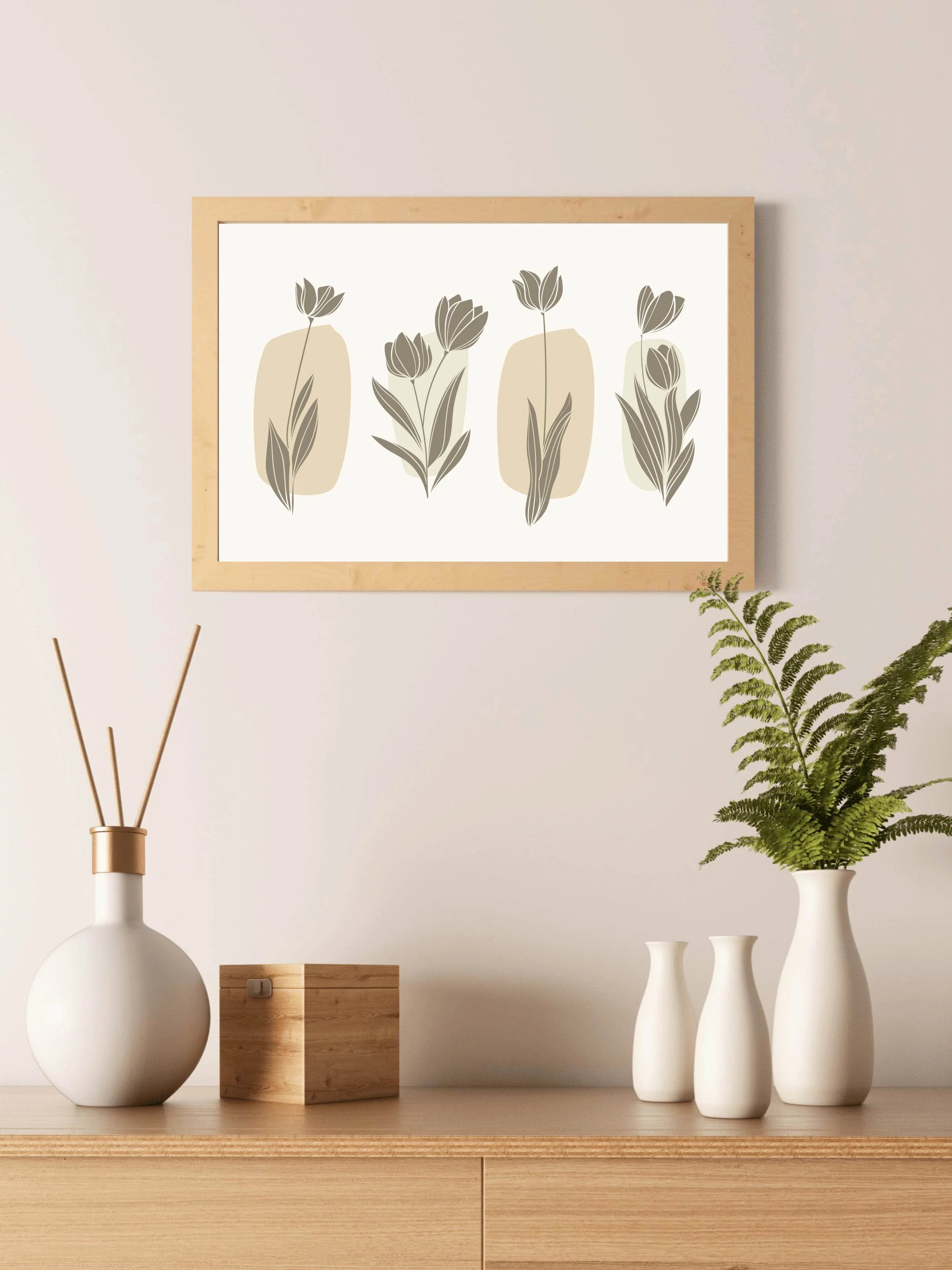 Black Tulip Branch Wall Art - beink online art store