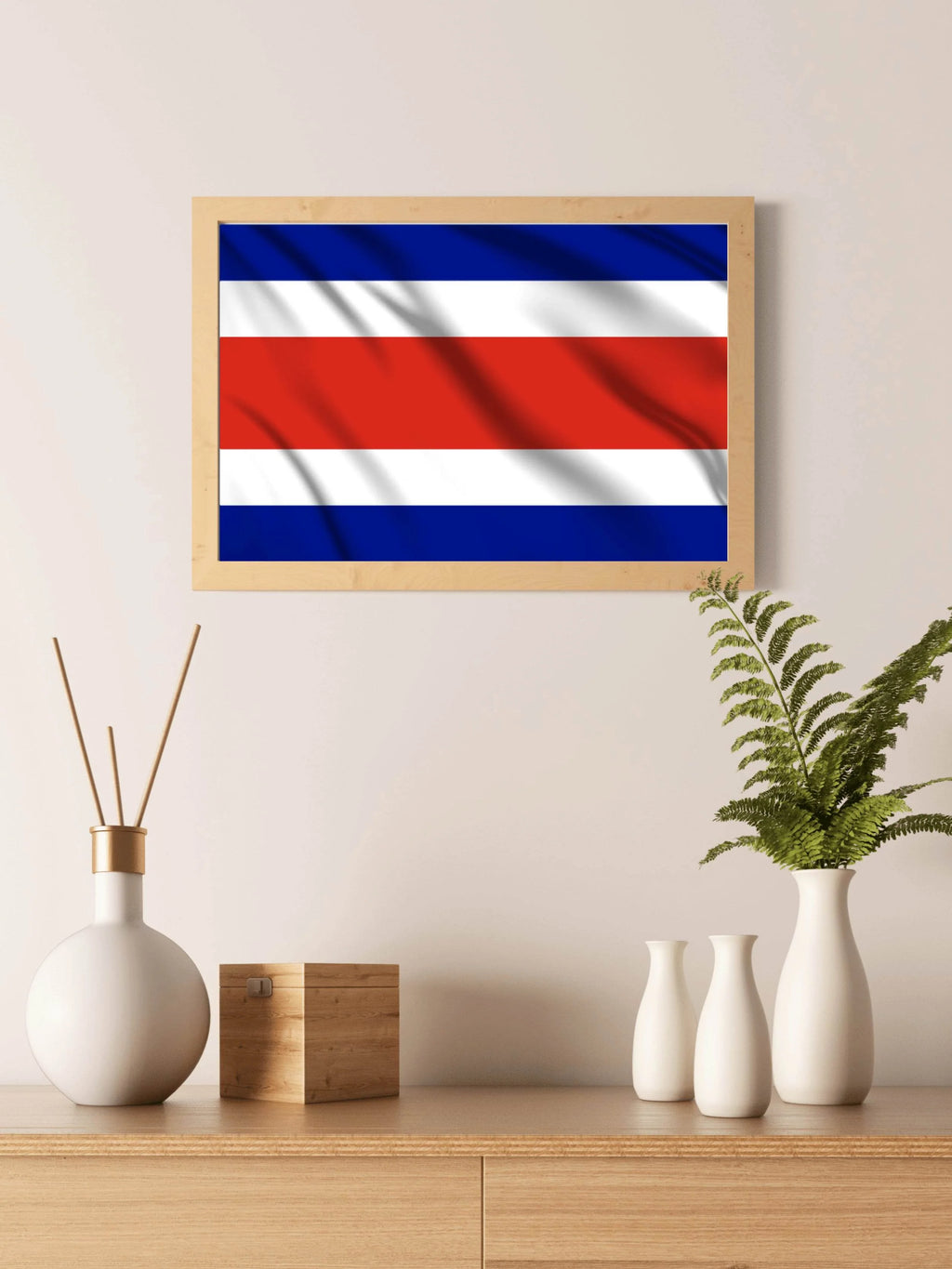 Costa Rica National Flag Wall Art - beink online art store