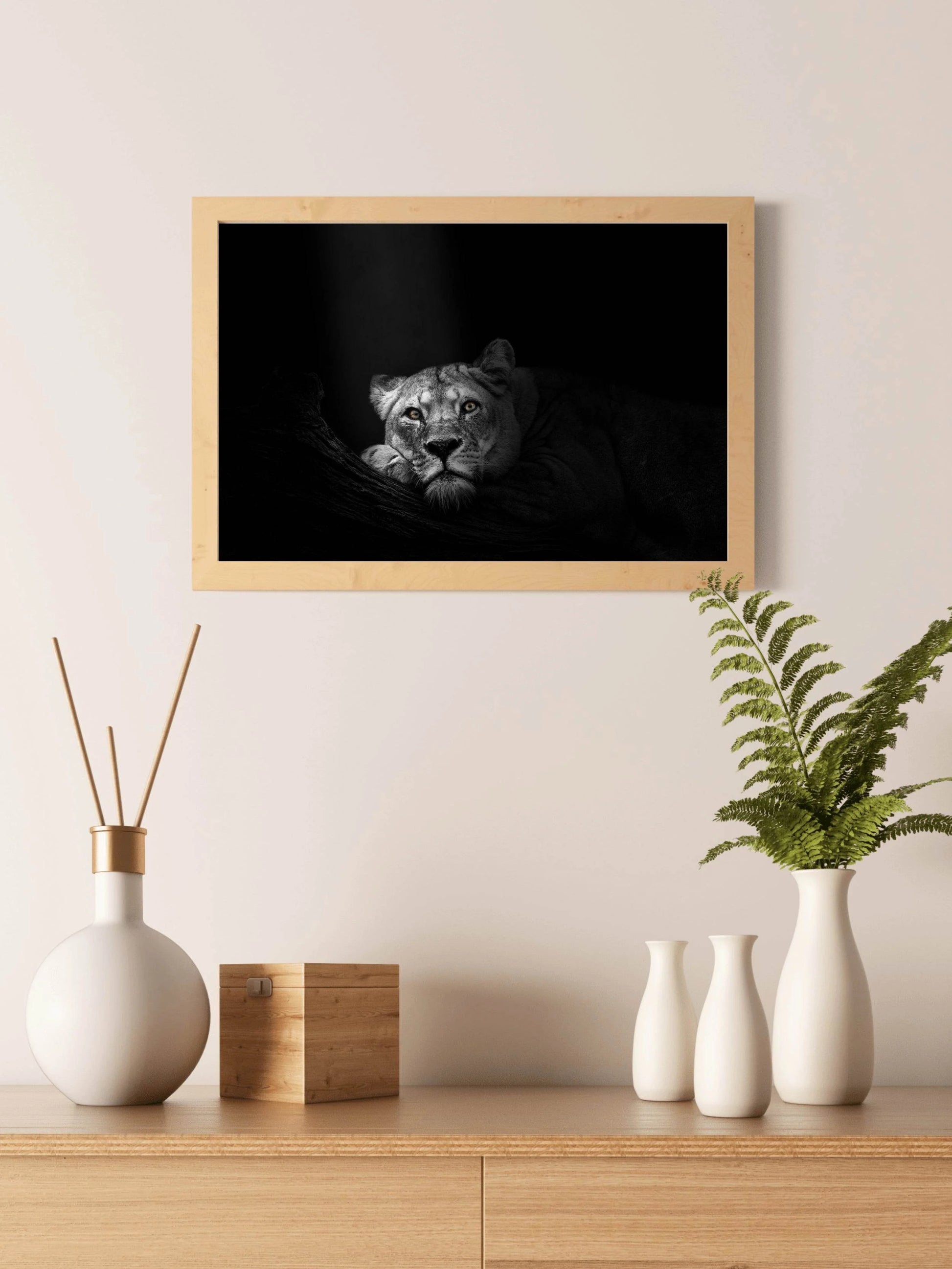 Asiatic Lion Black & White Wall Art - beink online art store