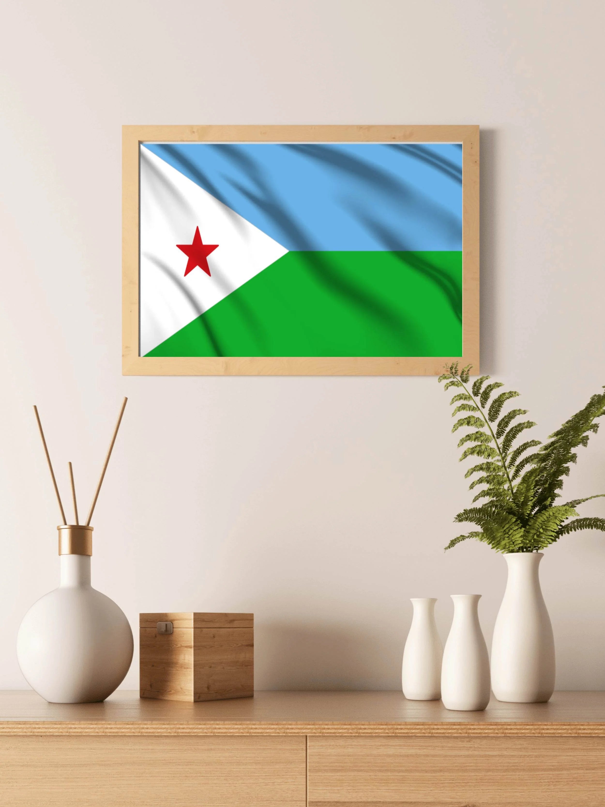 Djibouti National Flag Wall Art - beink online art store
