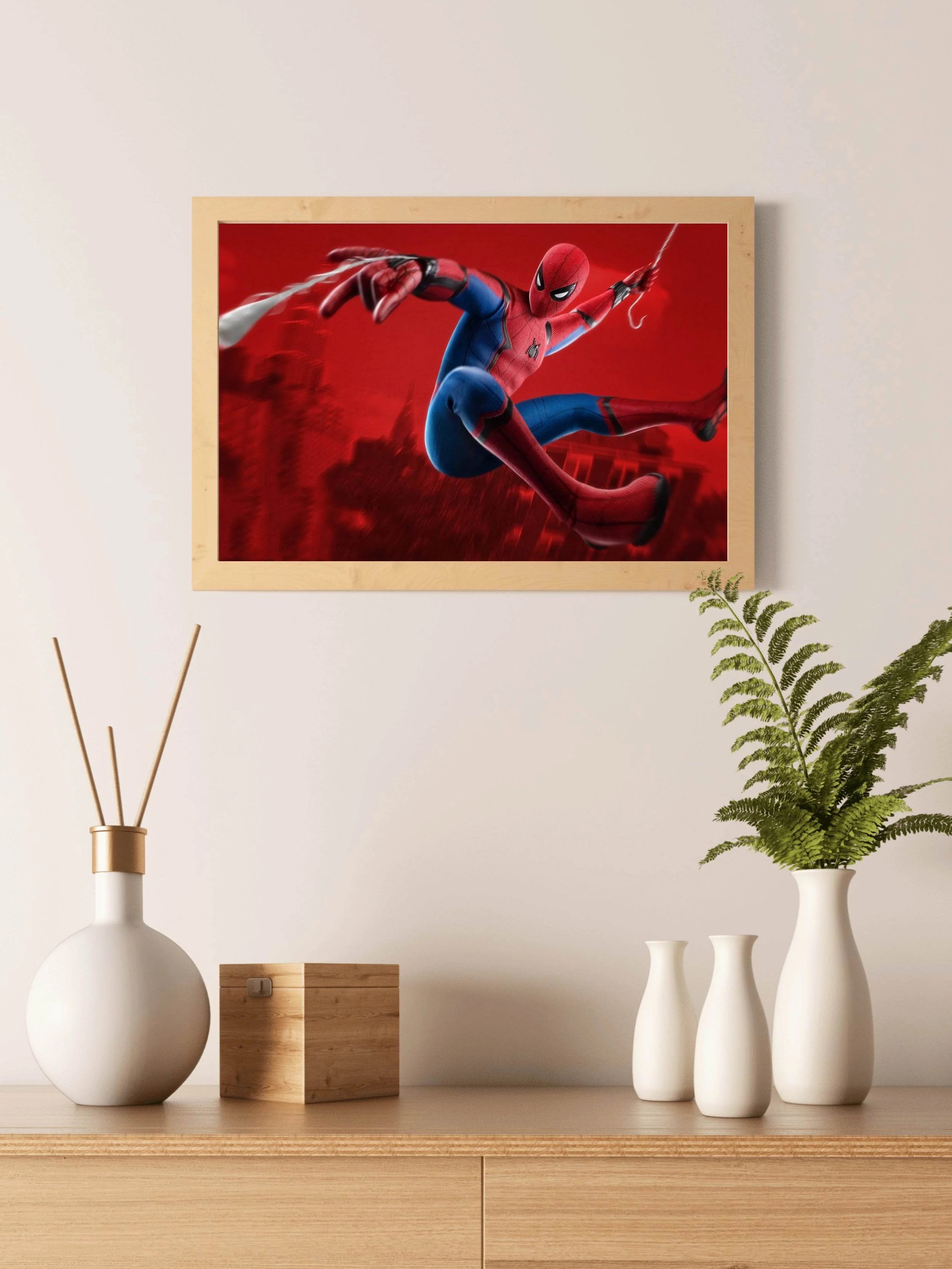 Spider Man Swinging Gaming Wall Art - beink online art store