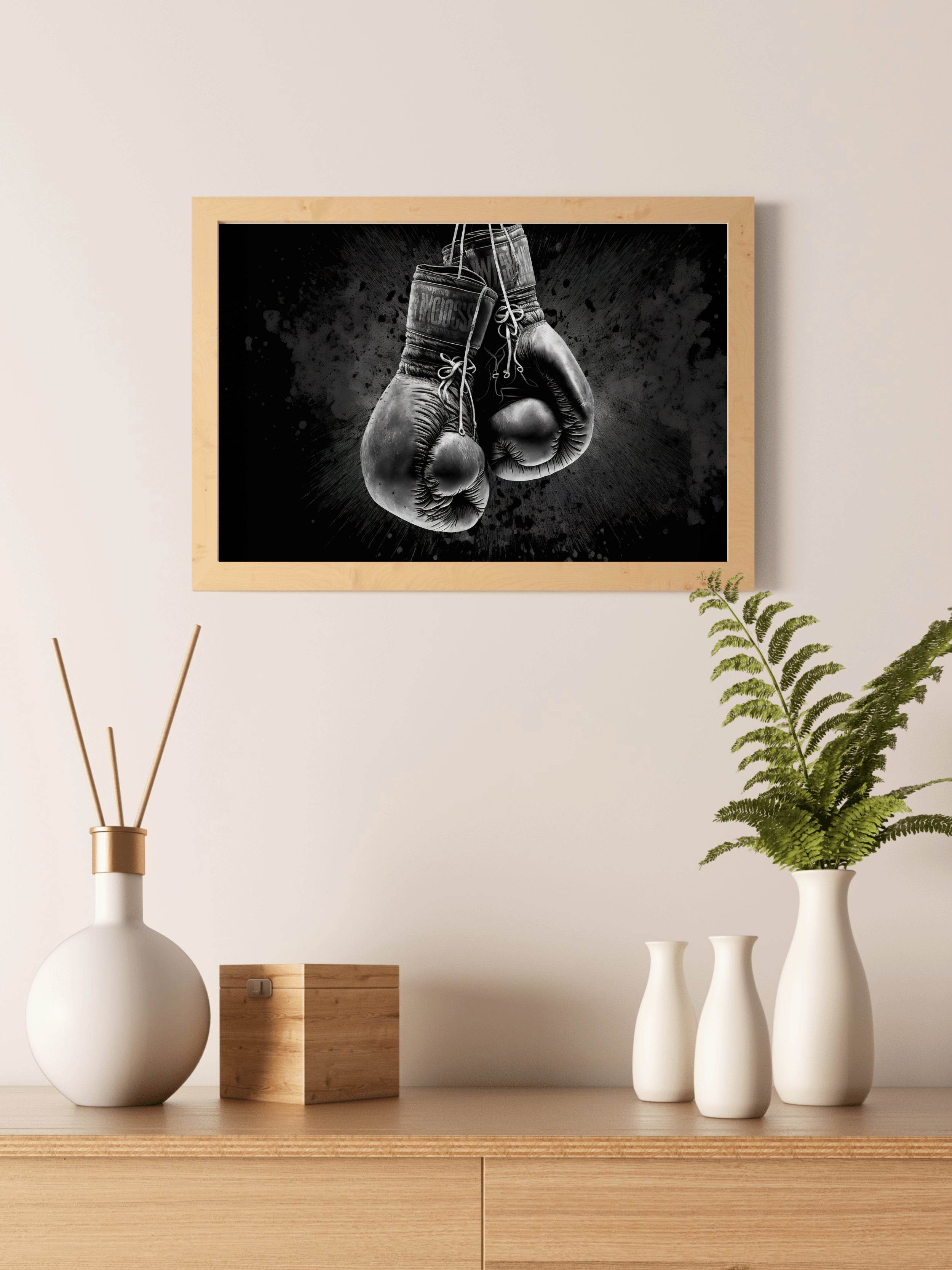Boxing Gloves Black & White Wall Art - beink online art store