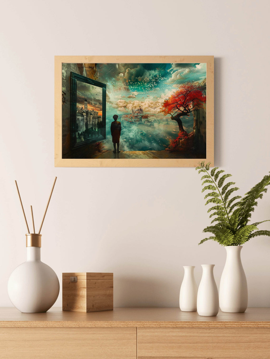 Digital Art of a Man is Looking at the Buildings - beink online art store