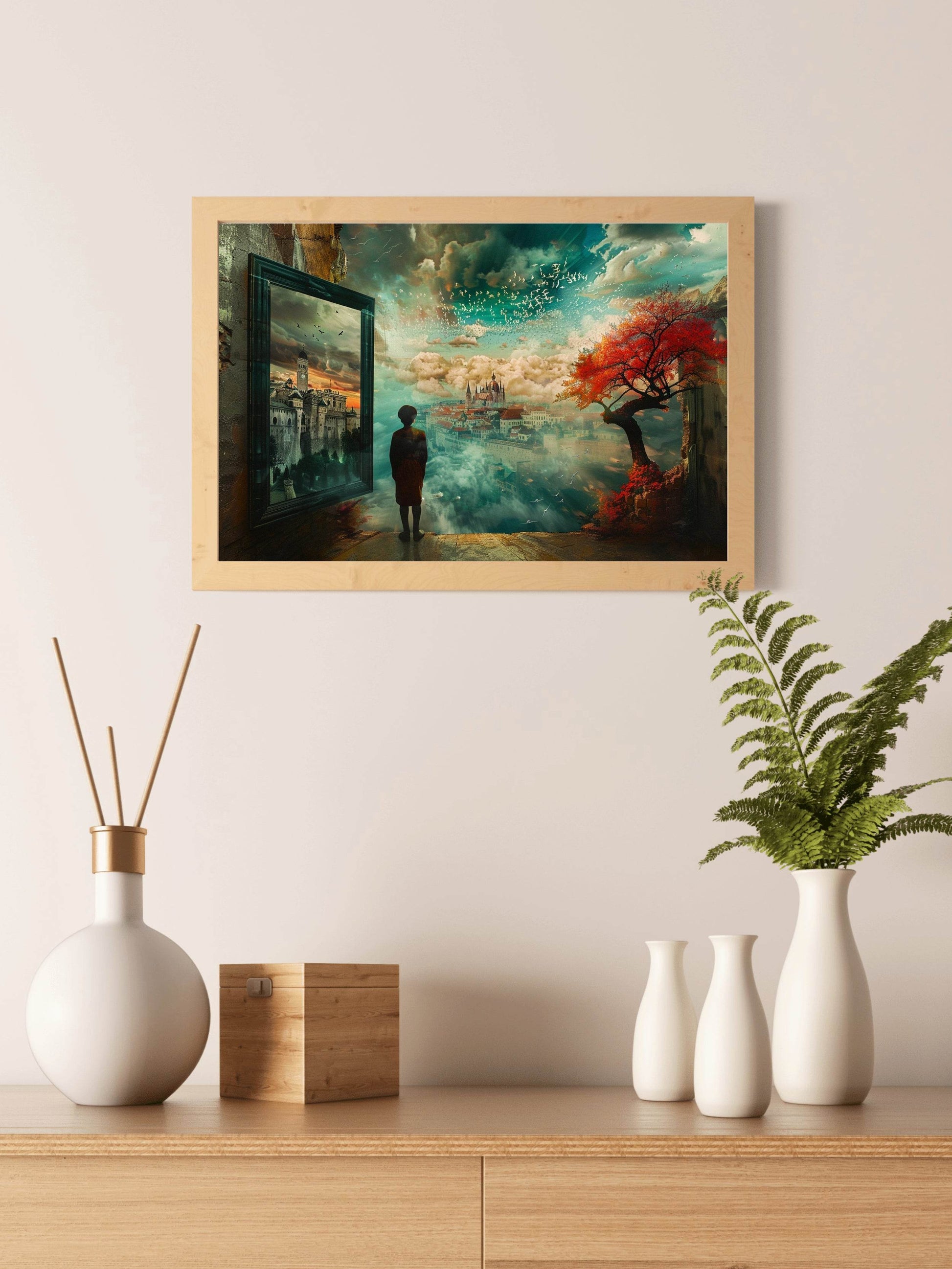 Digital Art of a Man is Looking at the Buildings - beink online art store