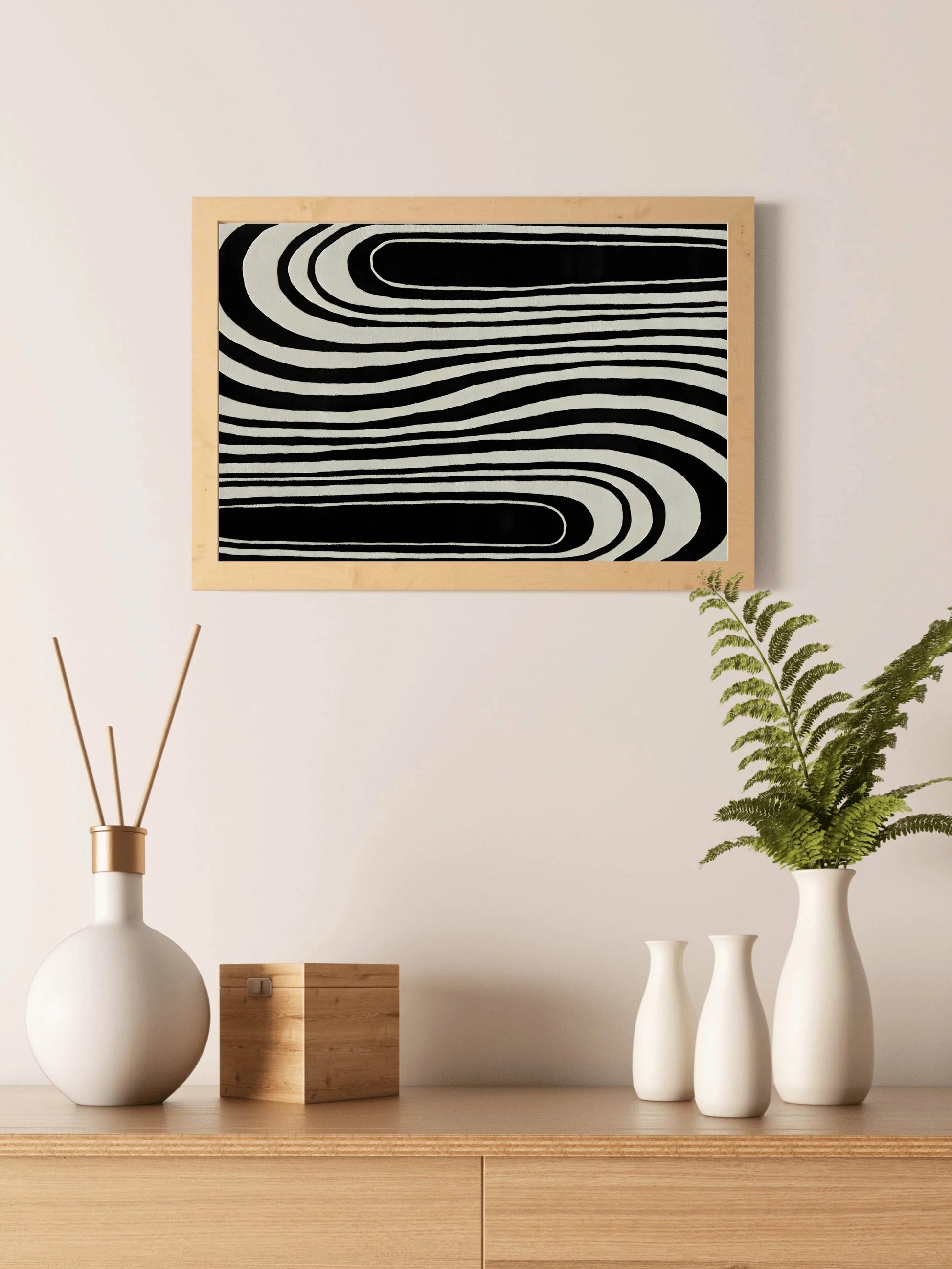Twisted Zebra Lines Modern Wall Art - beink online art store