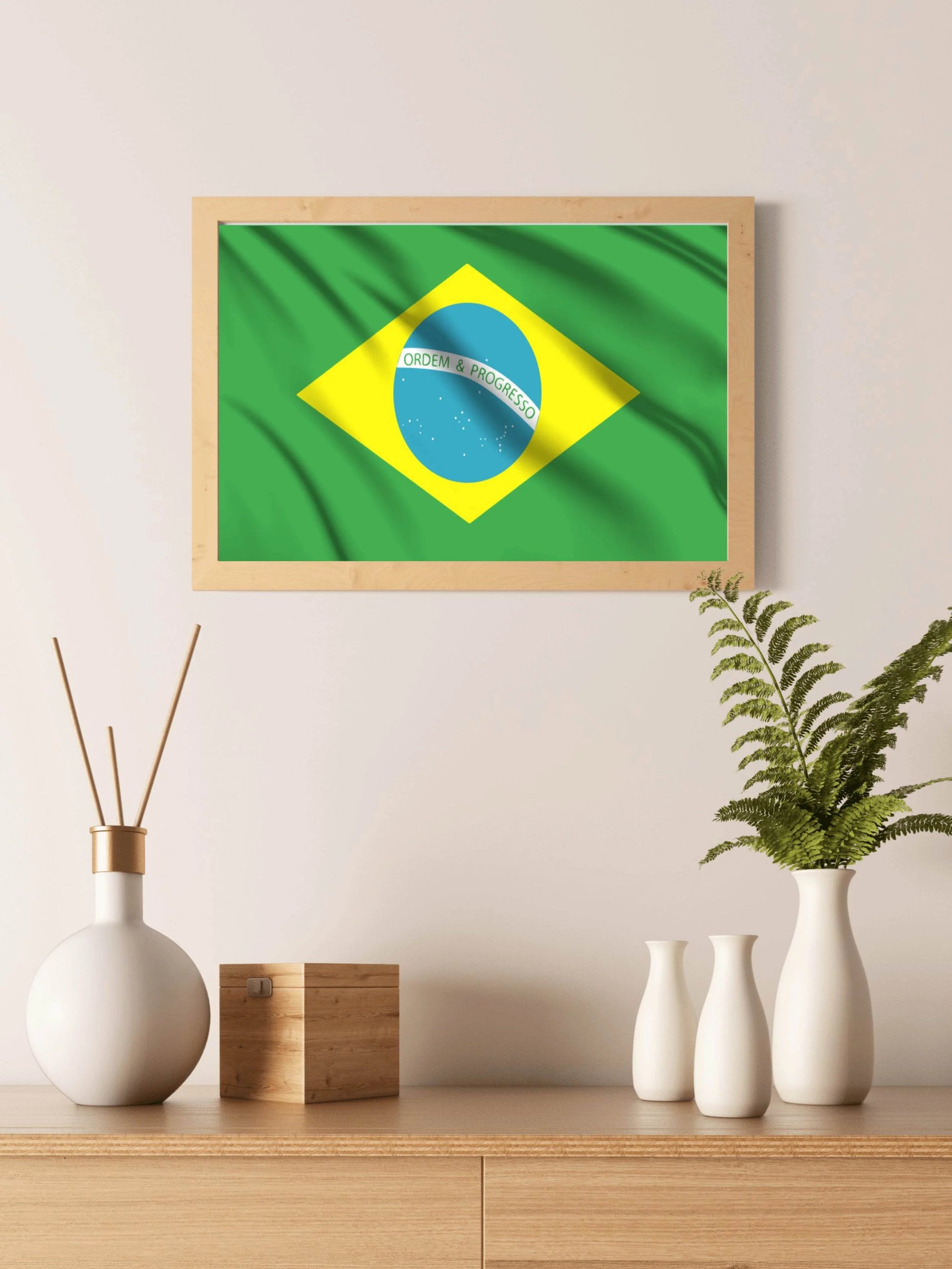 Brazil National Flag Wall Art - beink online art store