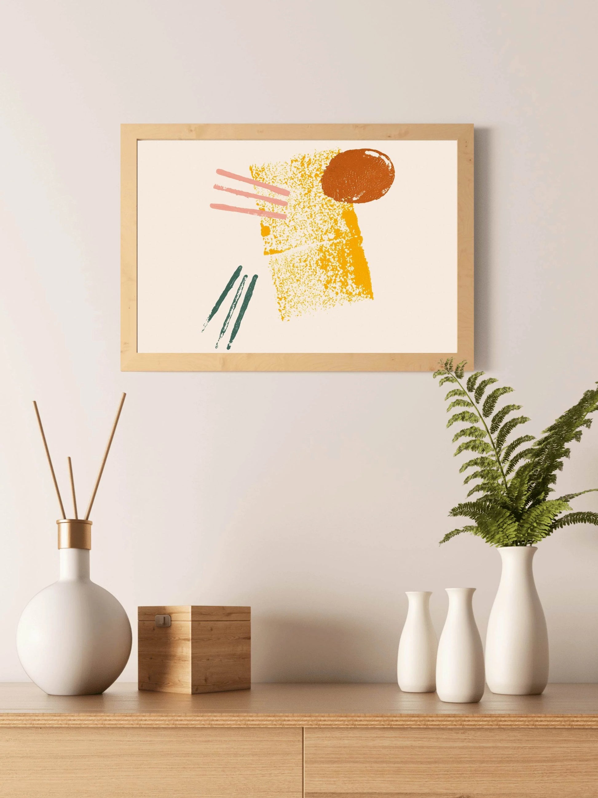 Yellow Block Paint Abstract Wall Art - beink online art store