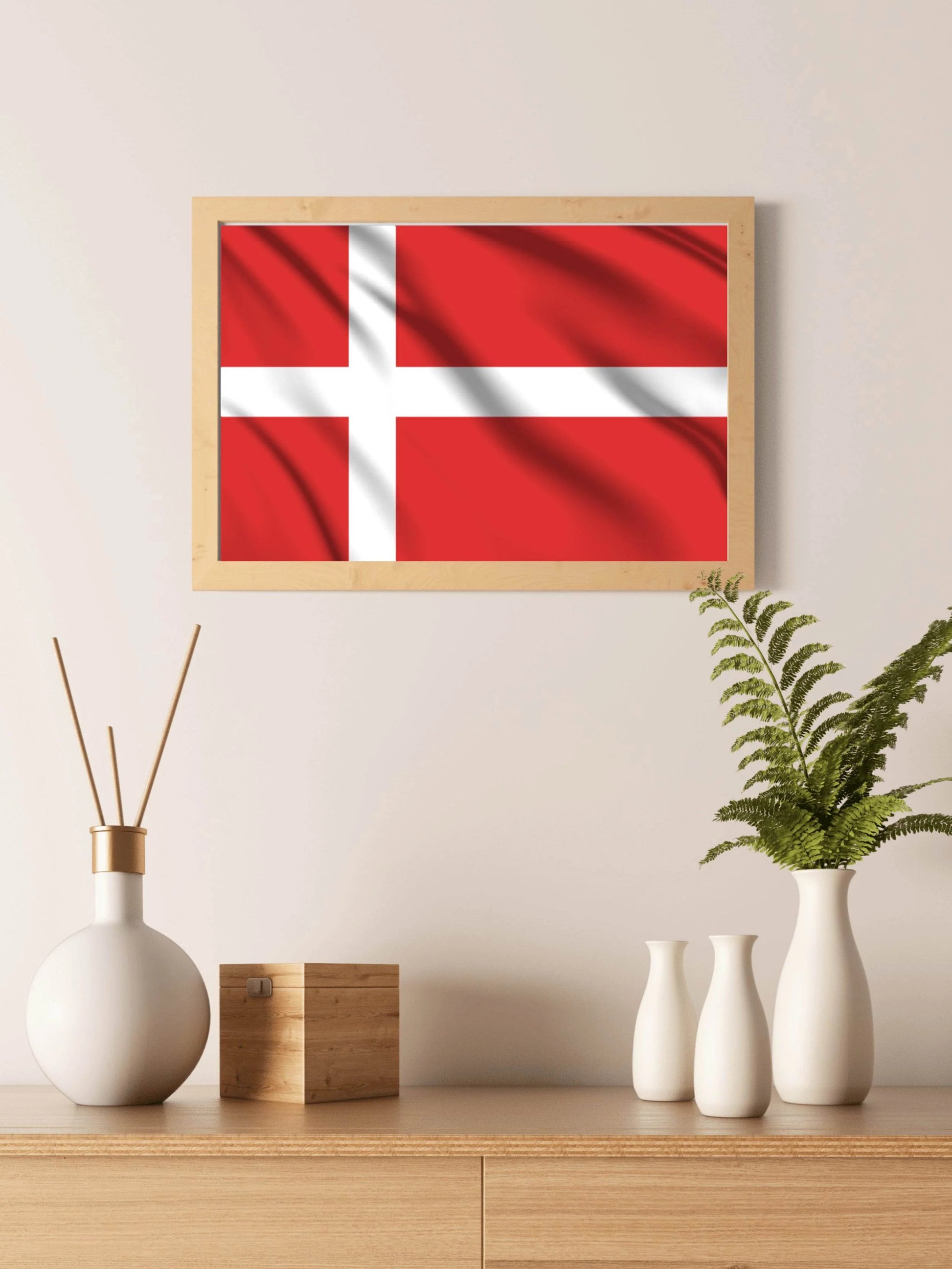 Denmark National Flag Wall Art - beink online art store