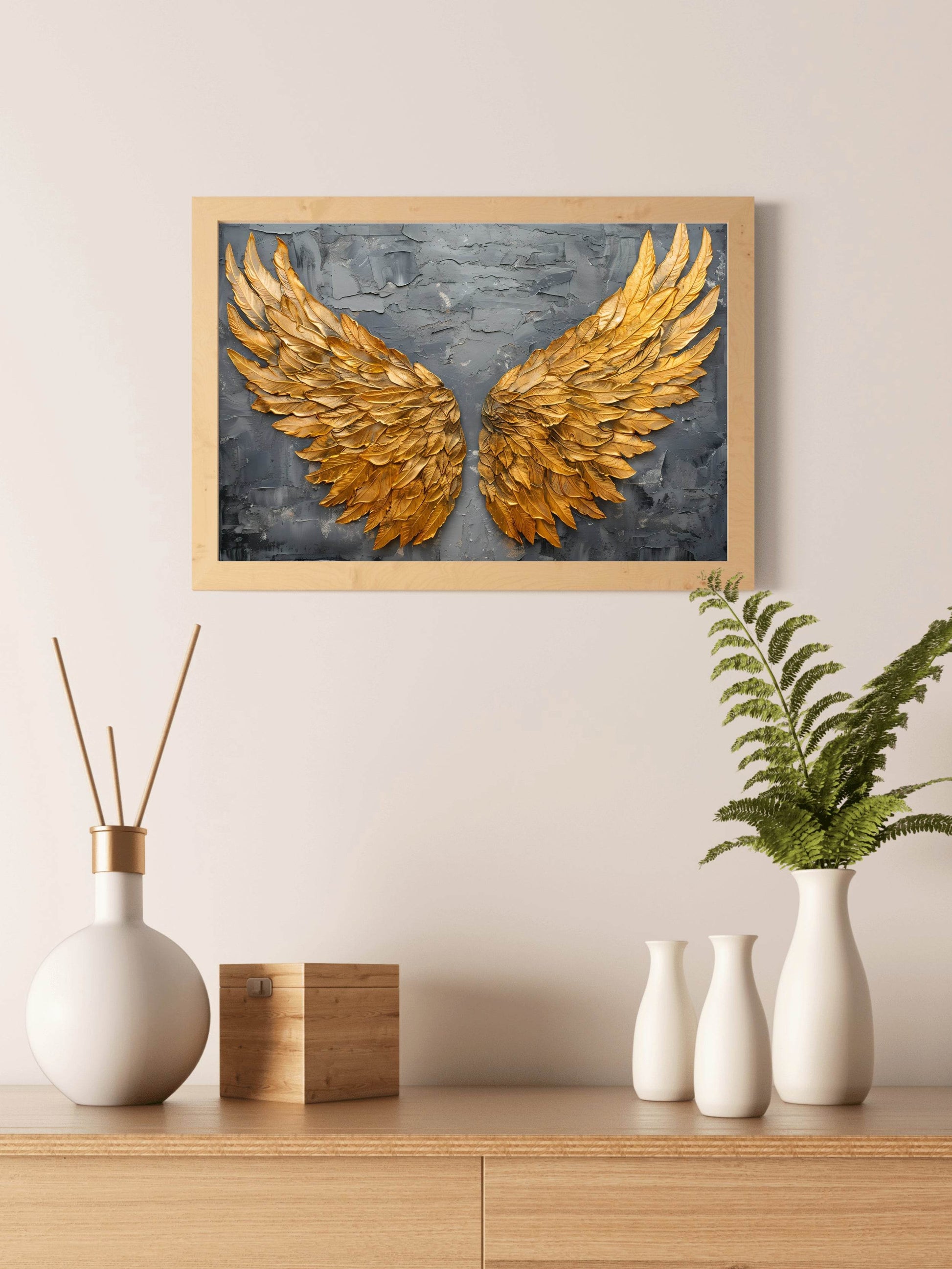 Golden Wings Painting Wall Art - beink online art store