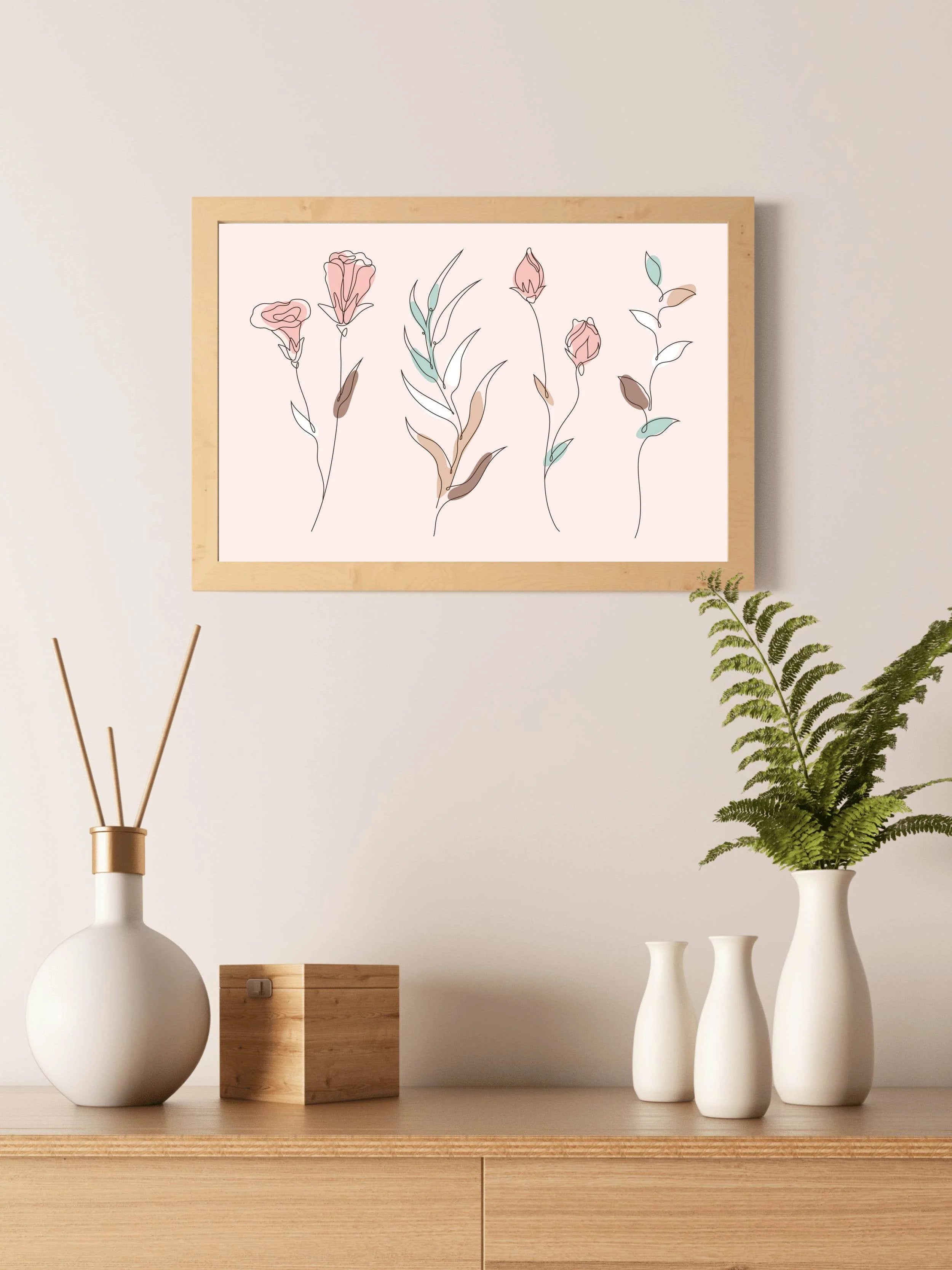 Red Field Flowers Wall Art - beink online art store