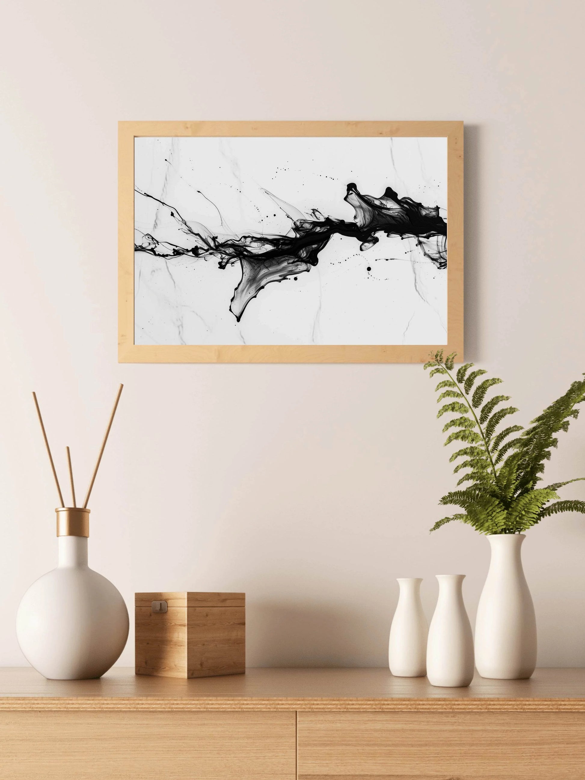 Black Fluid Ink Dance Modern Wall Art - beink online art store