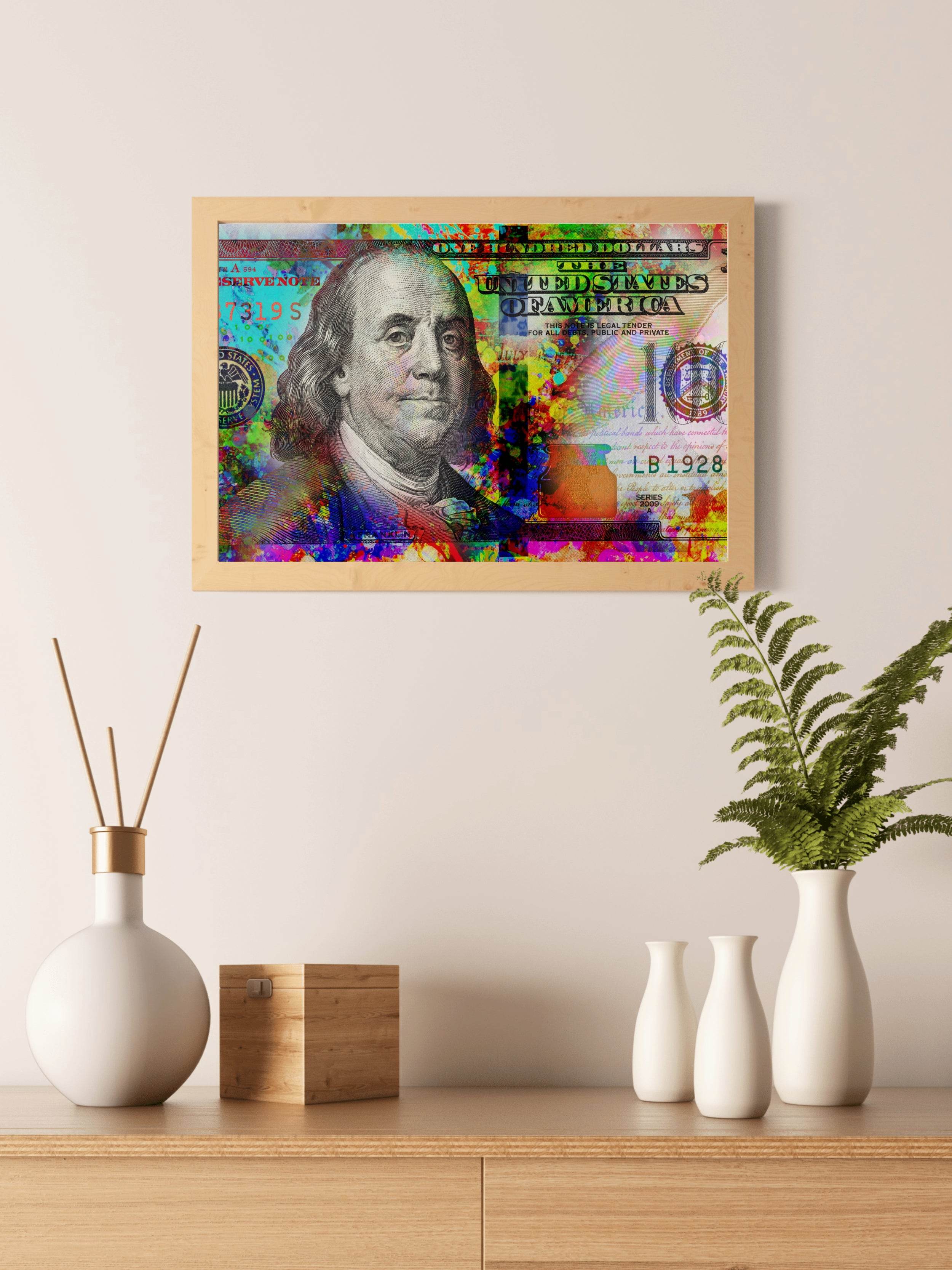 Benjamin Franklin on Dollar Wall Art - beink online art store
