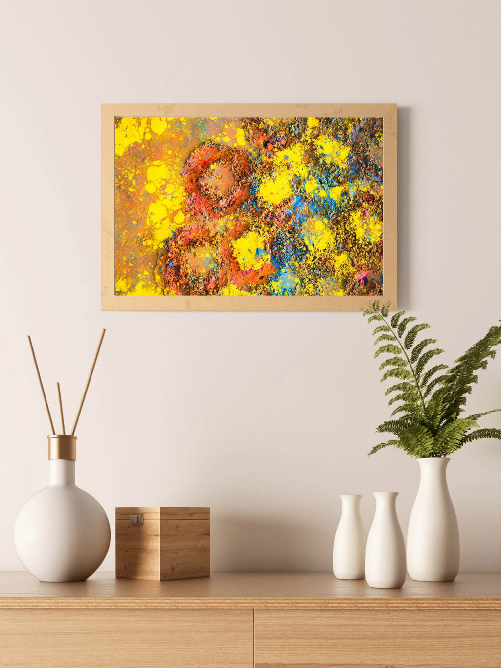 Round Prints on Painted Surface Abstract Wall Art - beink online art store
