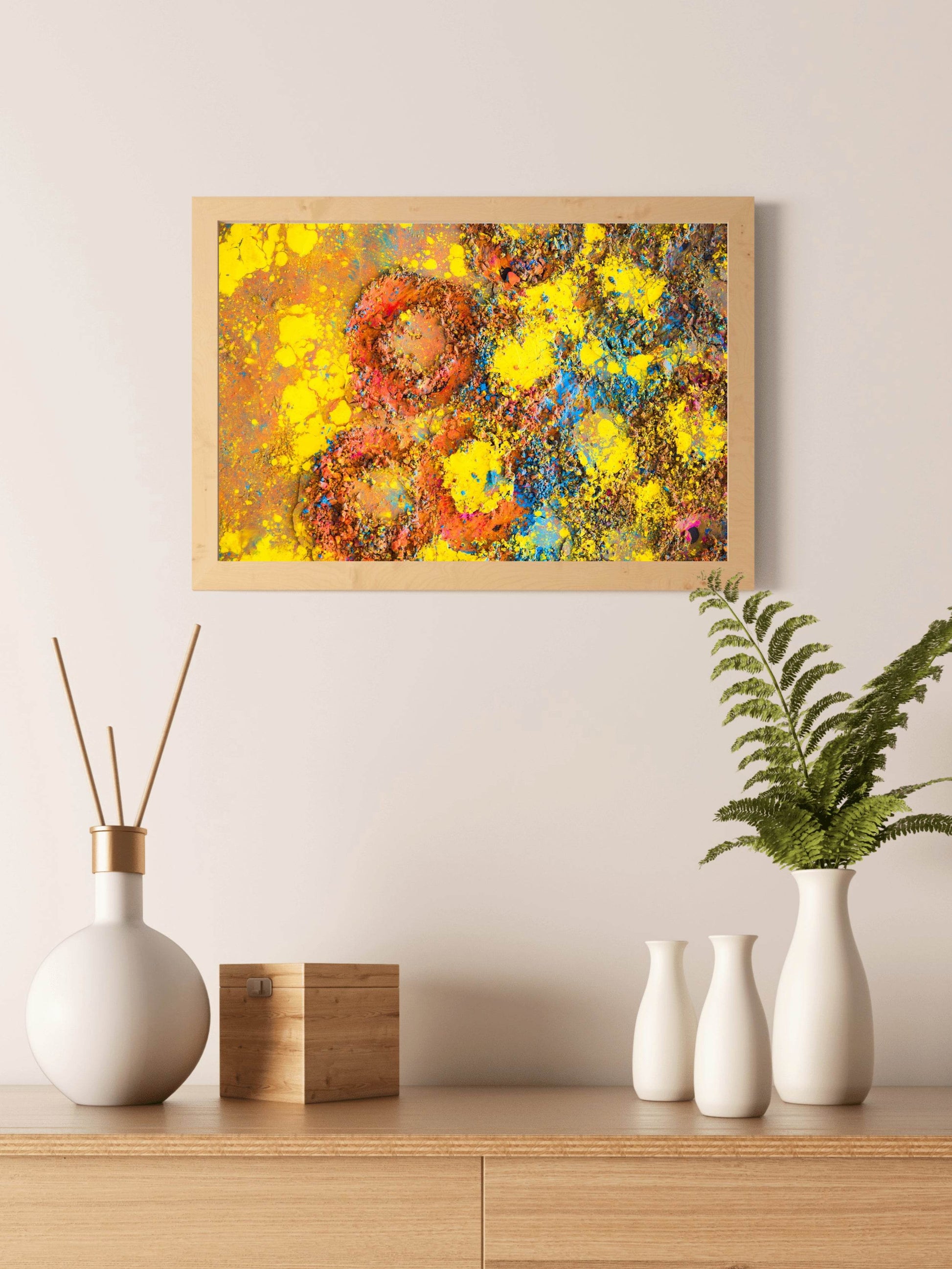 Round Prints on Painted Surface Abstract Wall Art - beink online art store