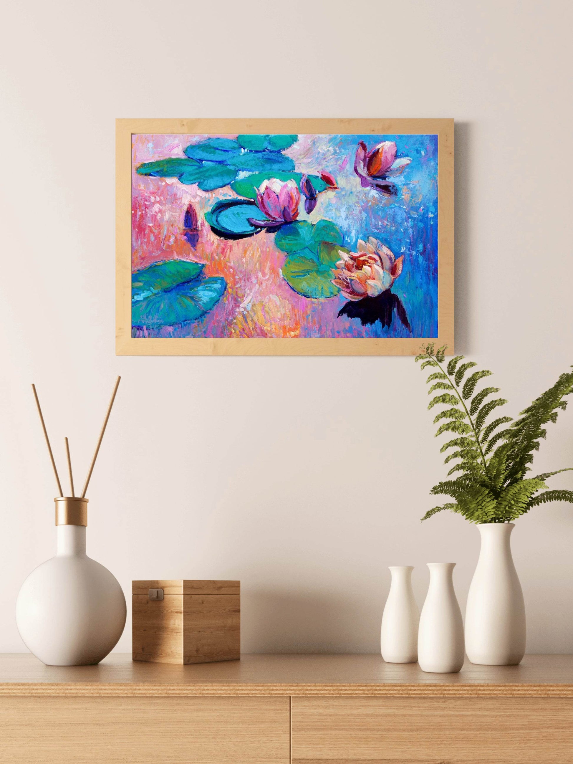 Watercolor Painting Of Blue Lotus Wall Art - beink online art store
