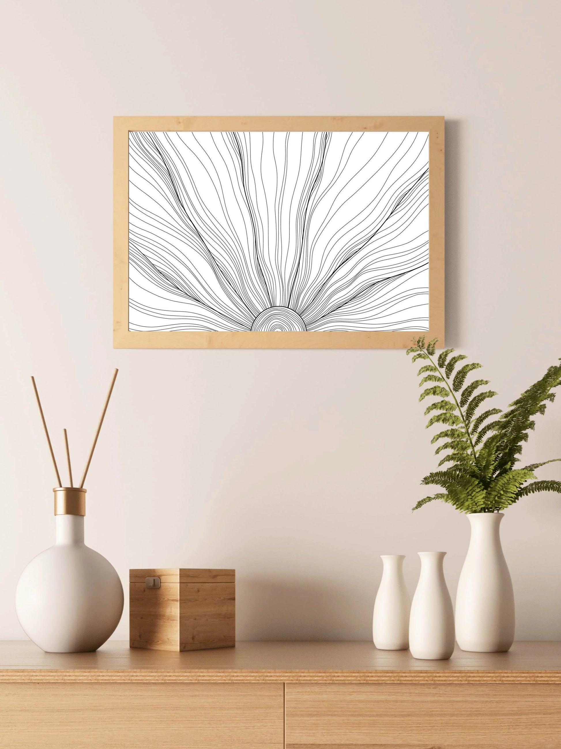 Mushroom Black and White Abstract Wall Art - beink online art store