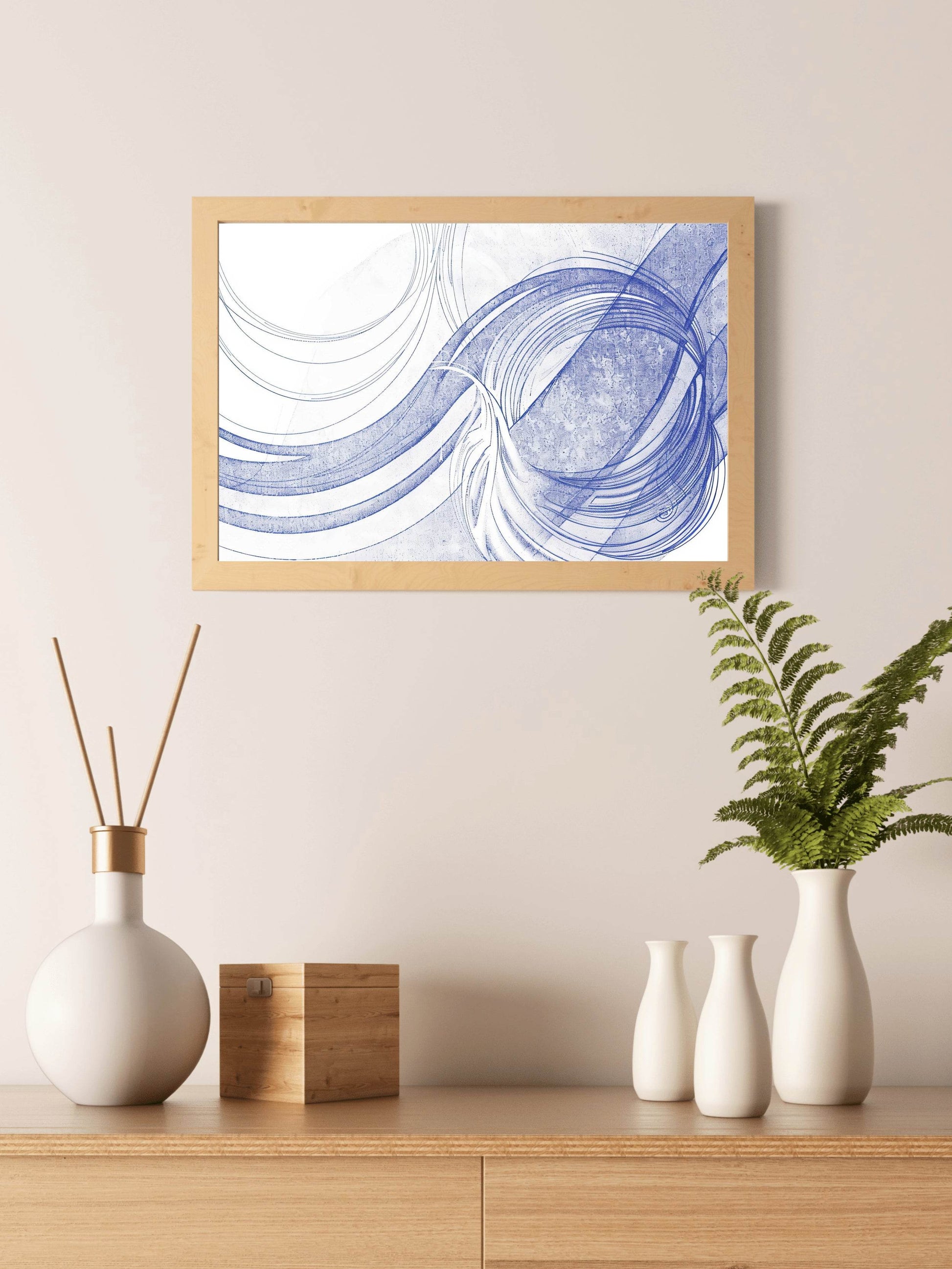 Blue Digital Abstract Wall Art - beink online art store