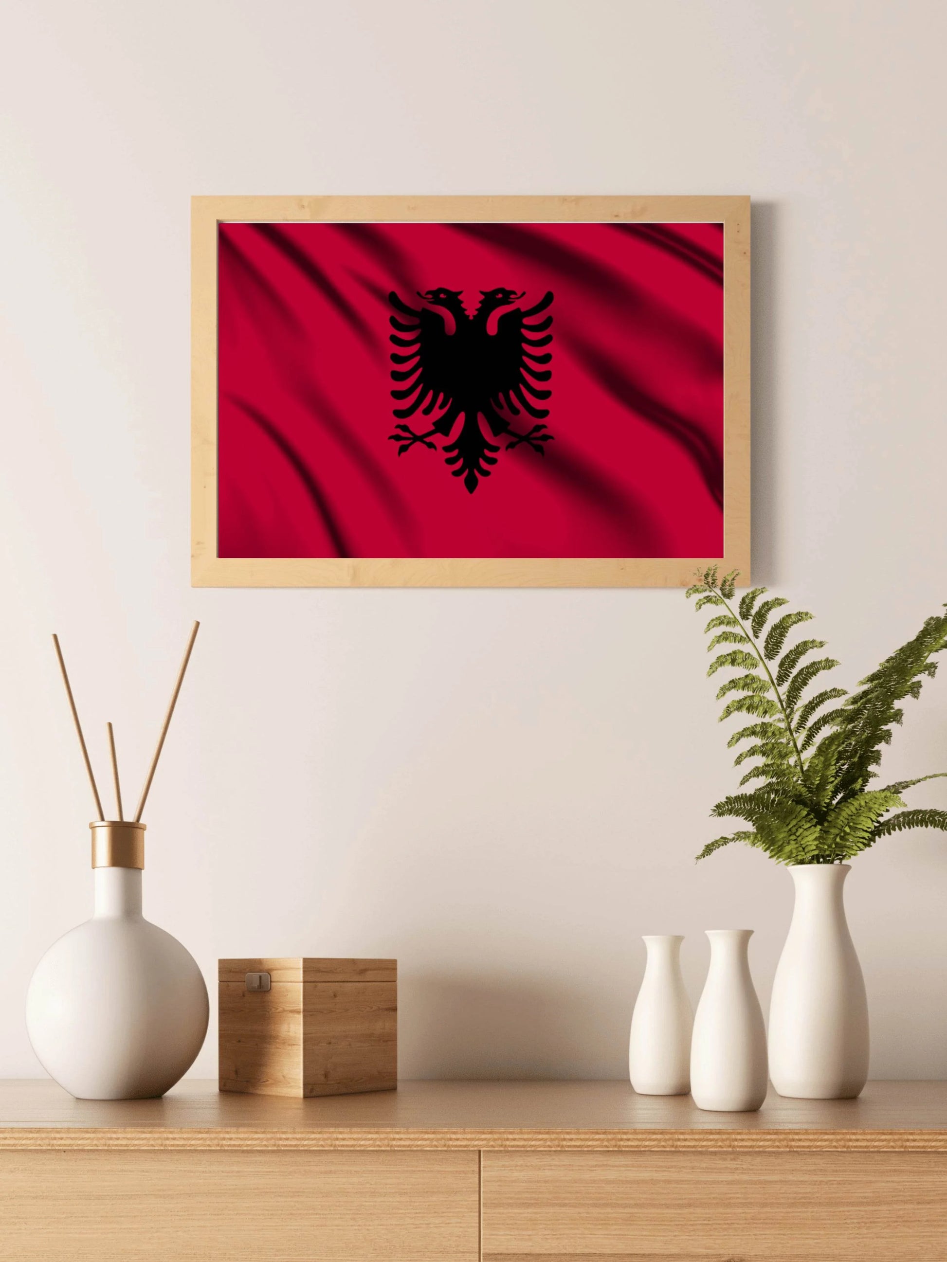 Albania National Flag Wall Art - beink online art store