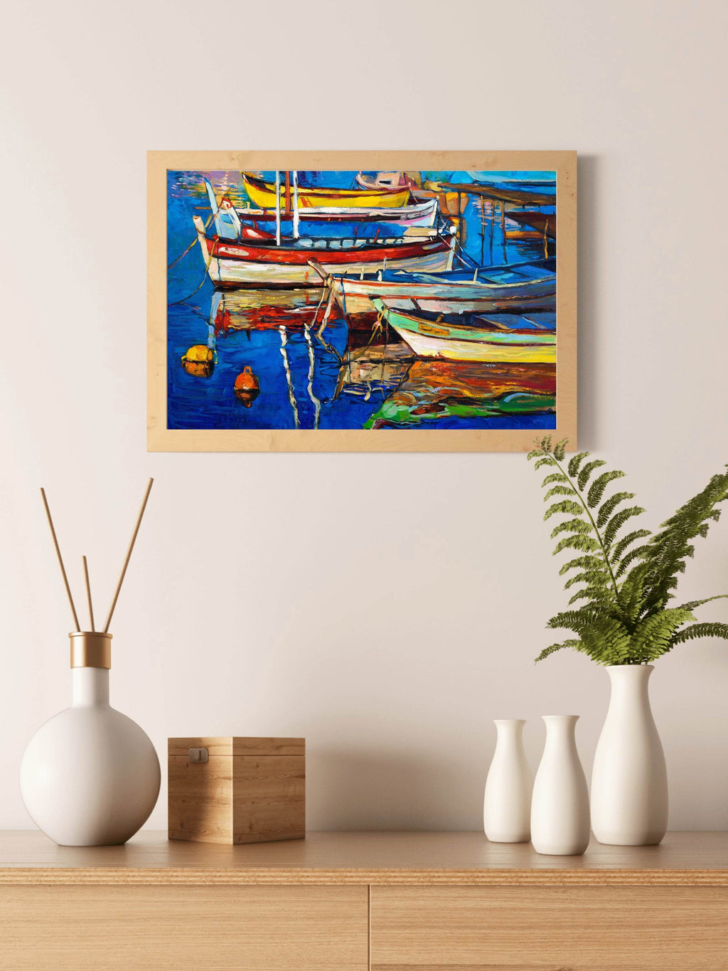 Colorful Boats on The Pier Wall Art - beink online art store