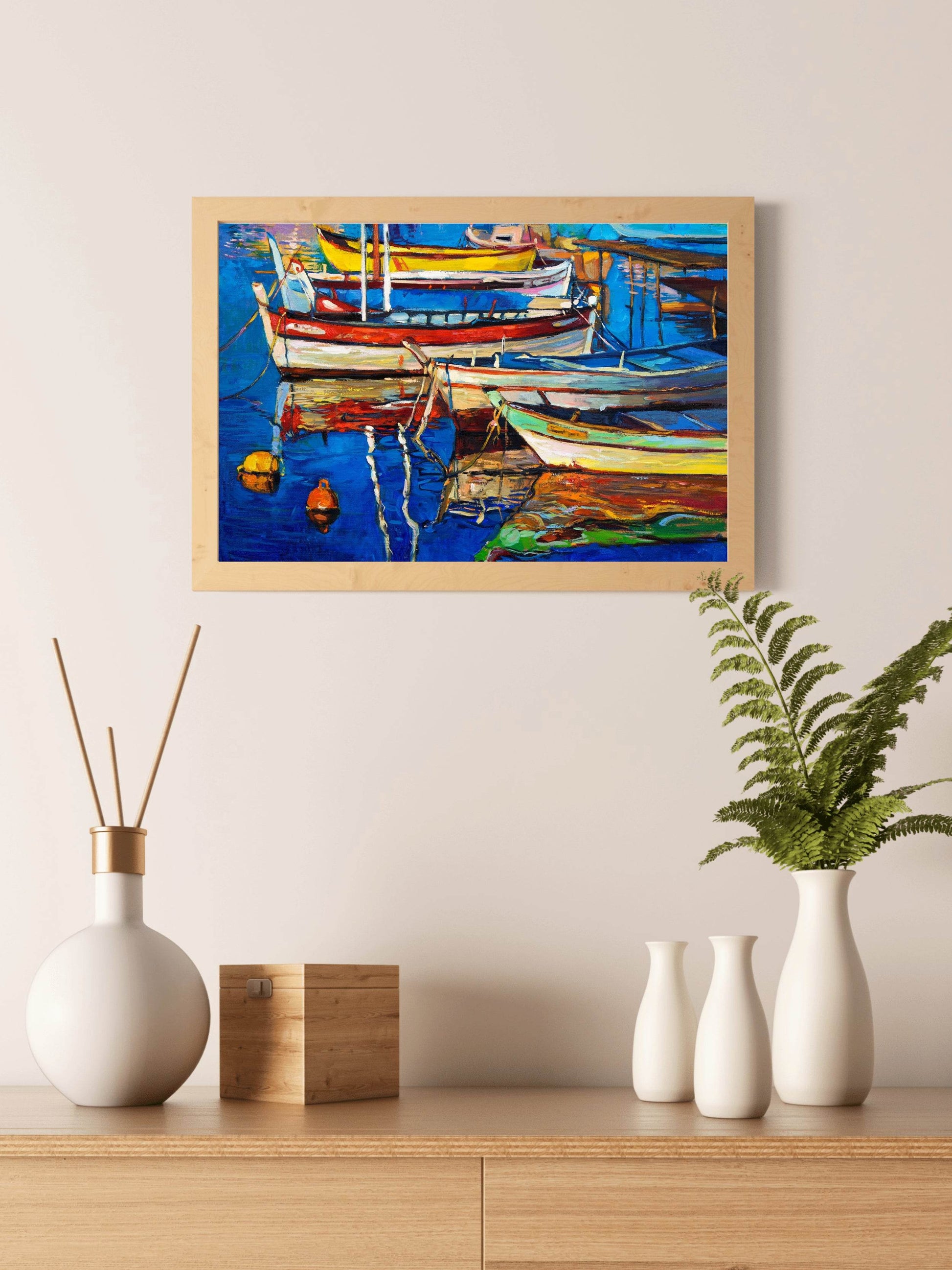 Colorful Boats on The Pier Wall Art - beink online art store