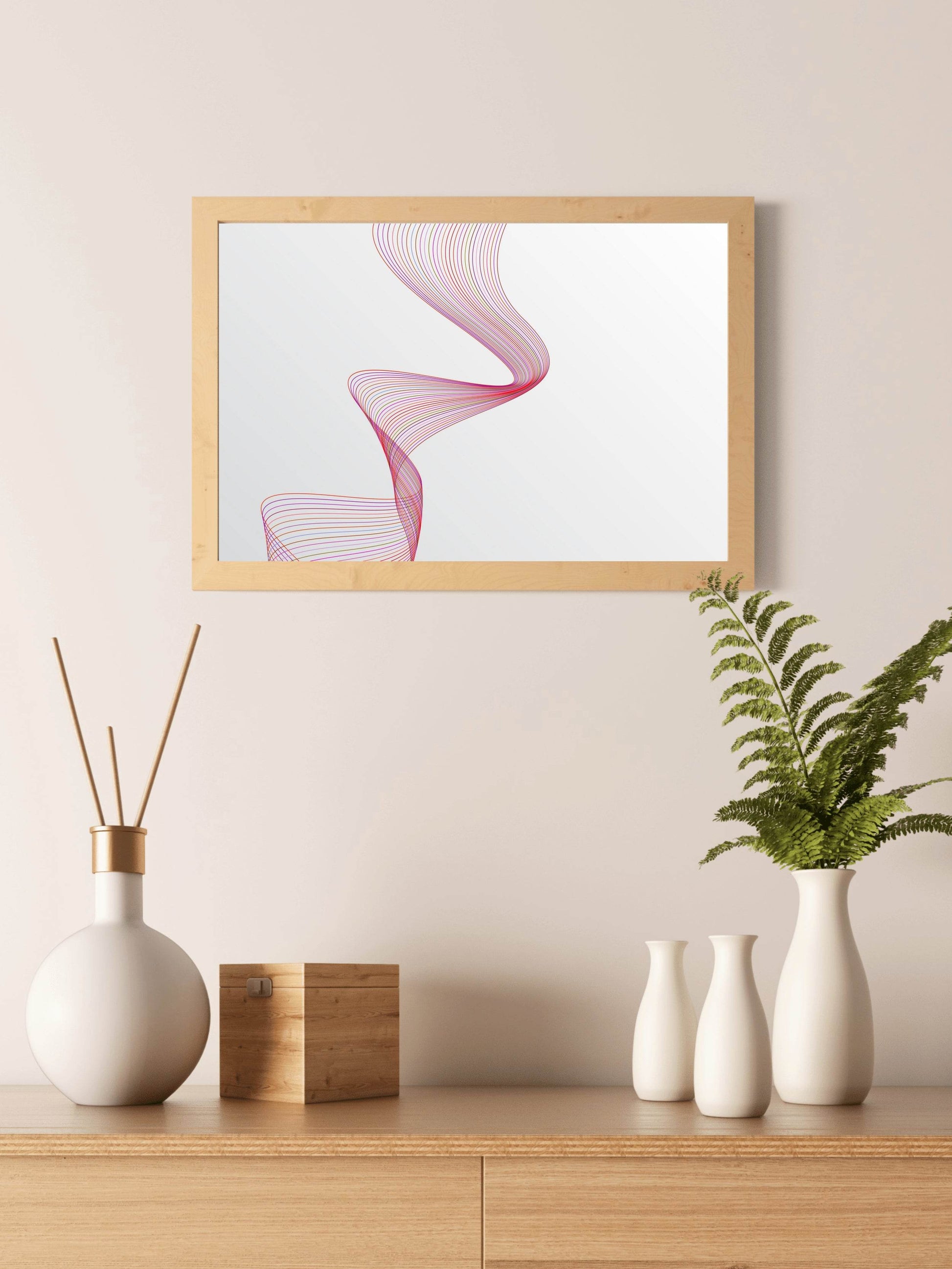 Pink Technology Line Wave Abstract Wall Art - beink online art store