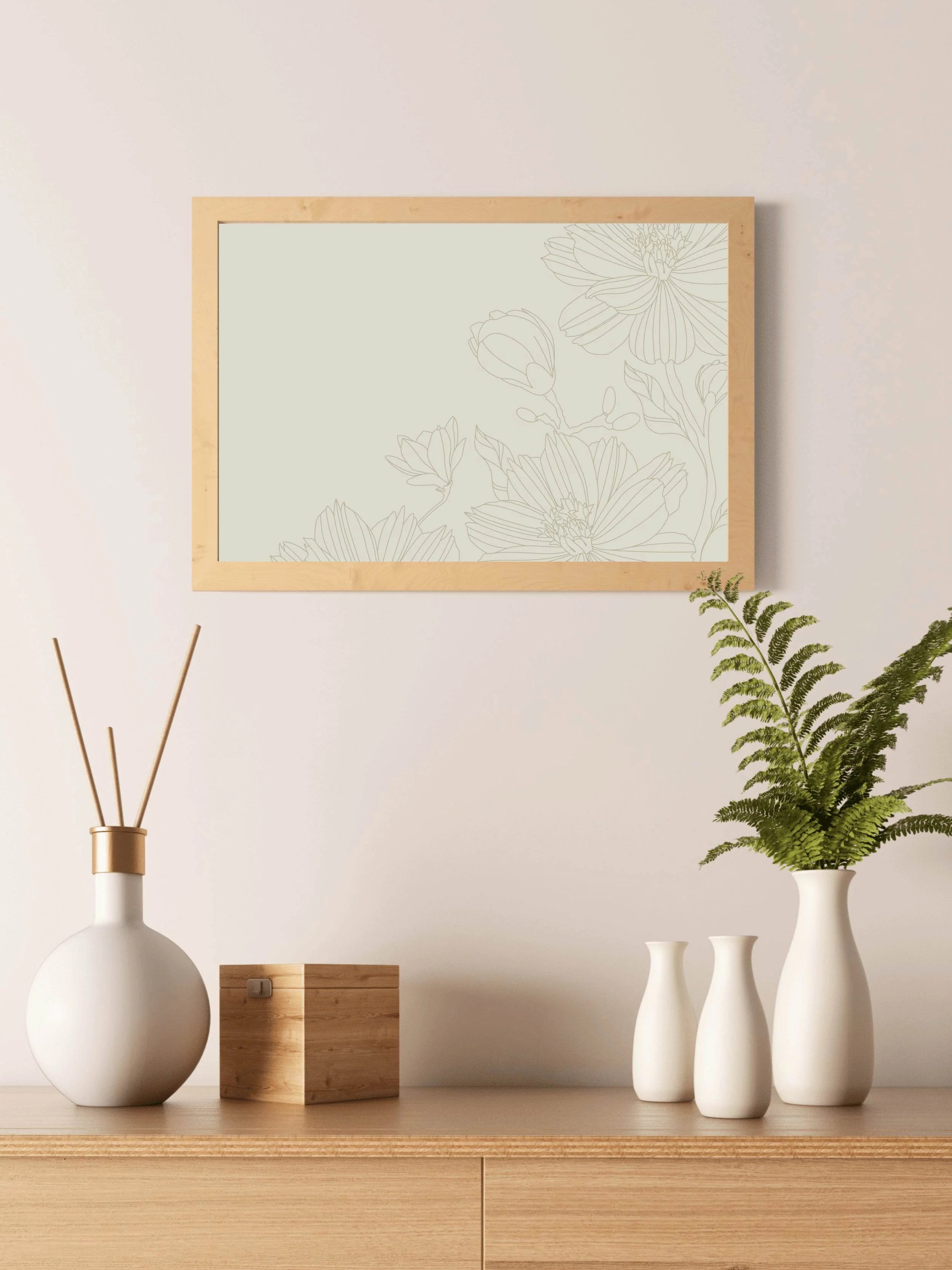 Golden Flower Pattern Line Art - beink online art store