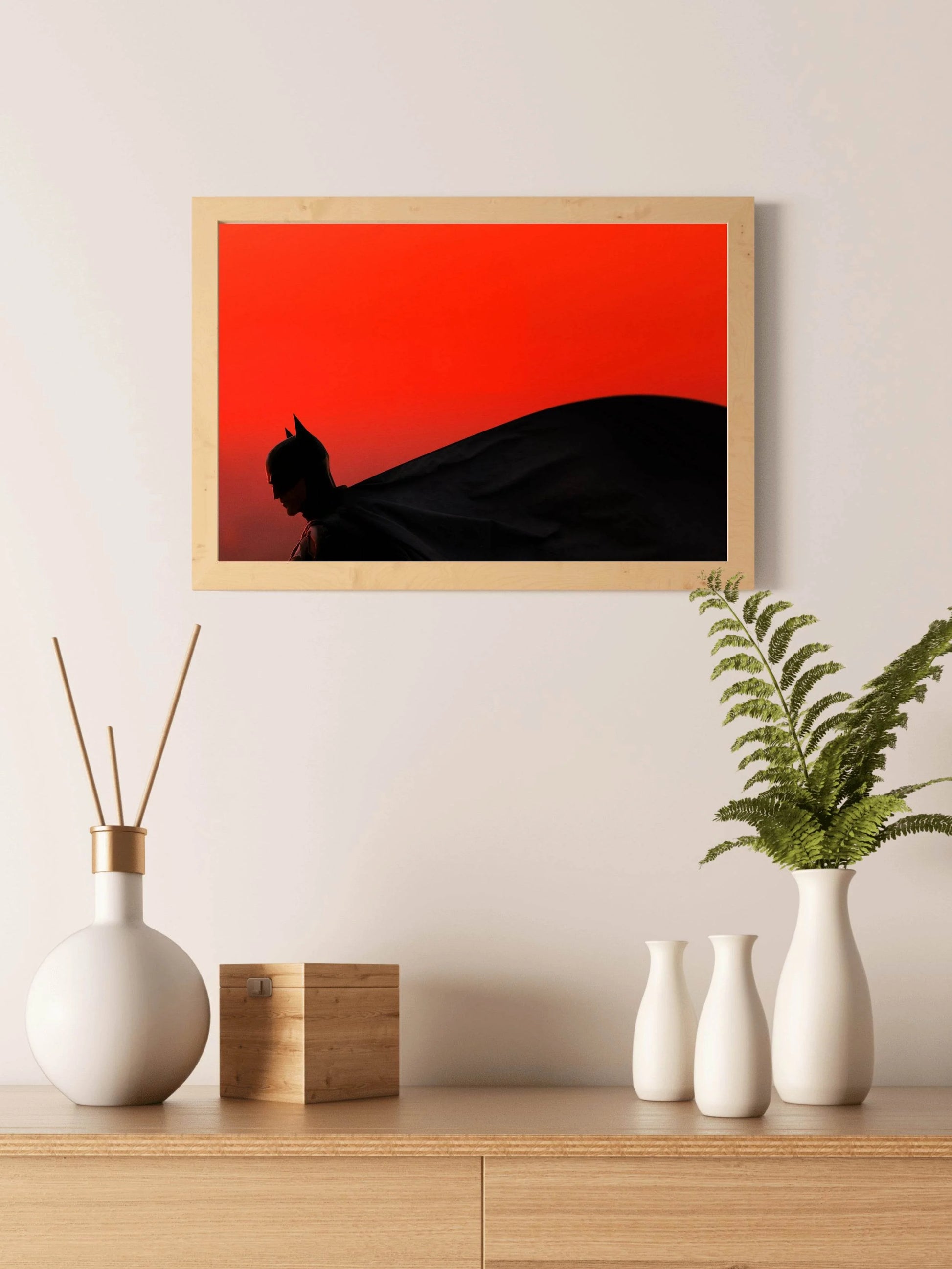 The Batman Character with Red Background Wall Art - beink online art store