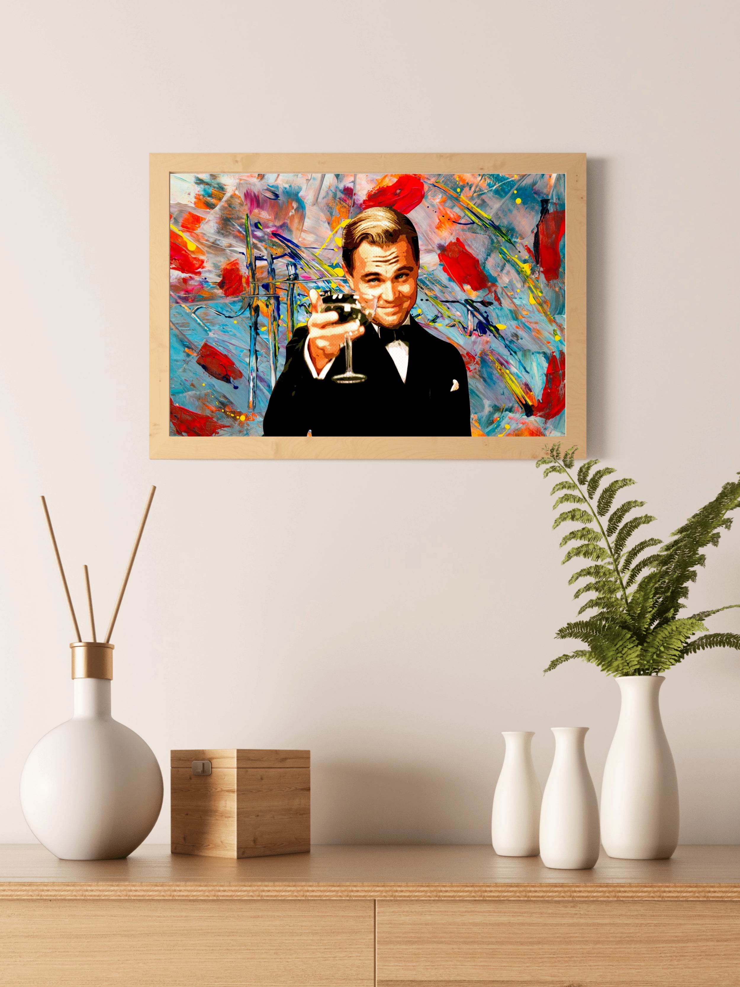 Leonardo DiCaprio Painting With Brush Strokes Background - beink online art store