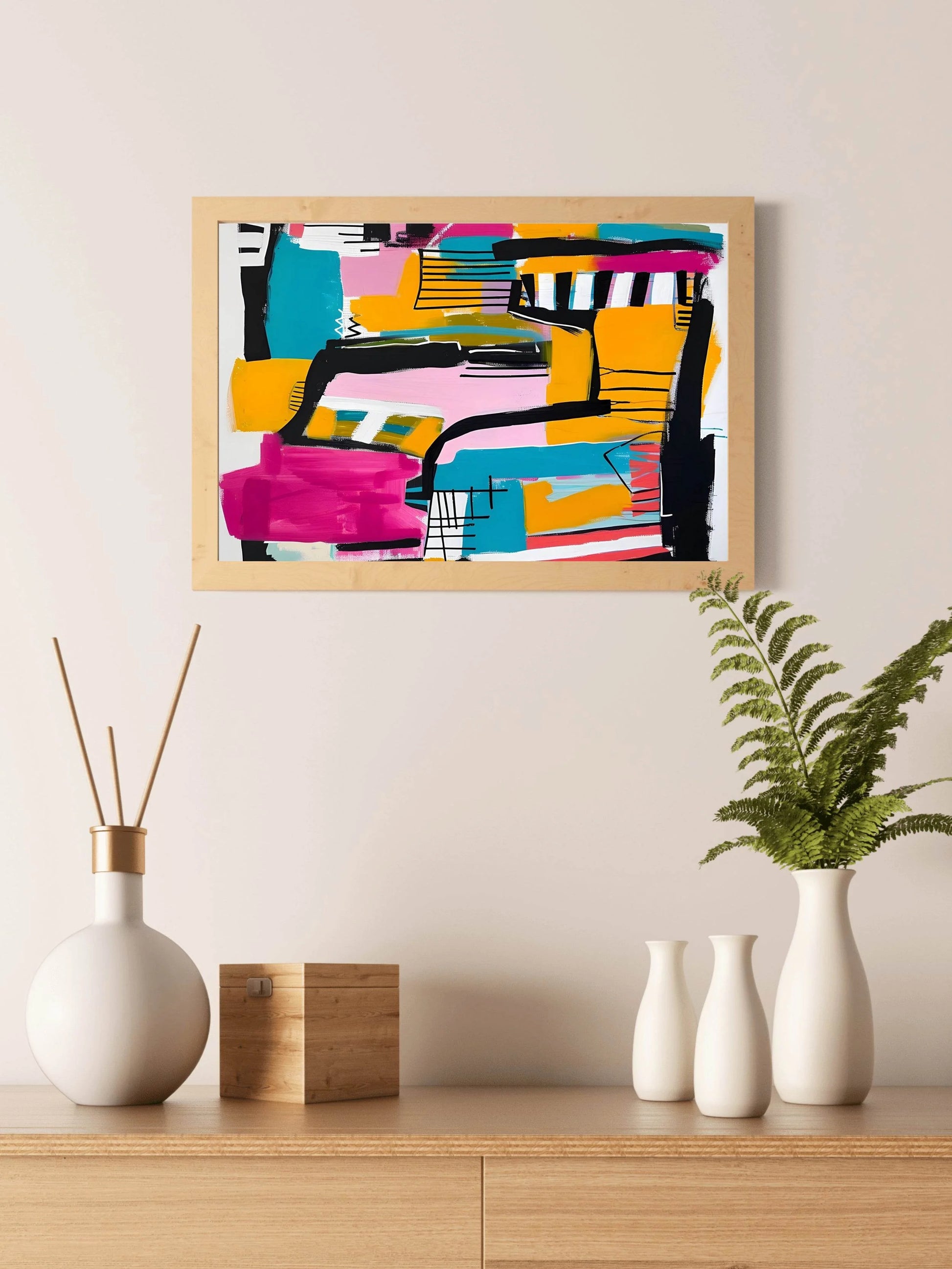 Abstract Compositions with Geometric Shapes Abstract Brushstrokes - beink online art store
