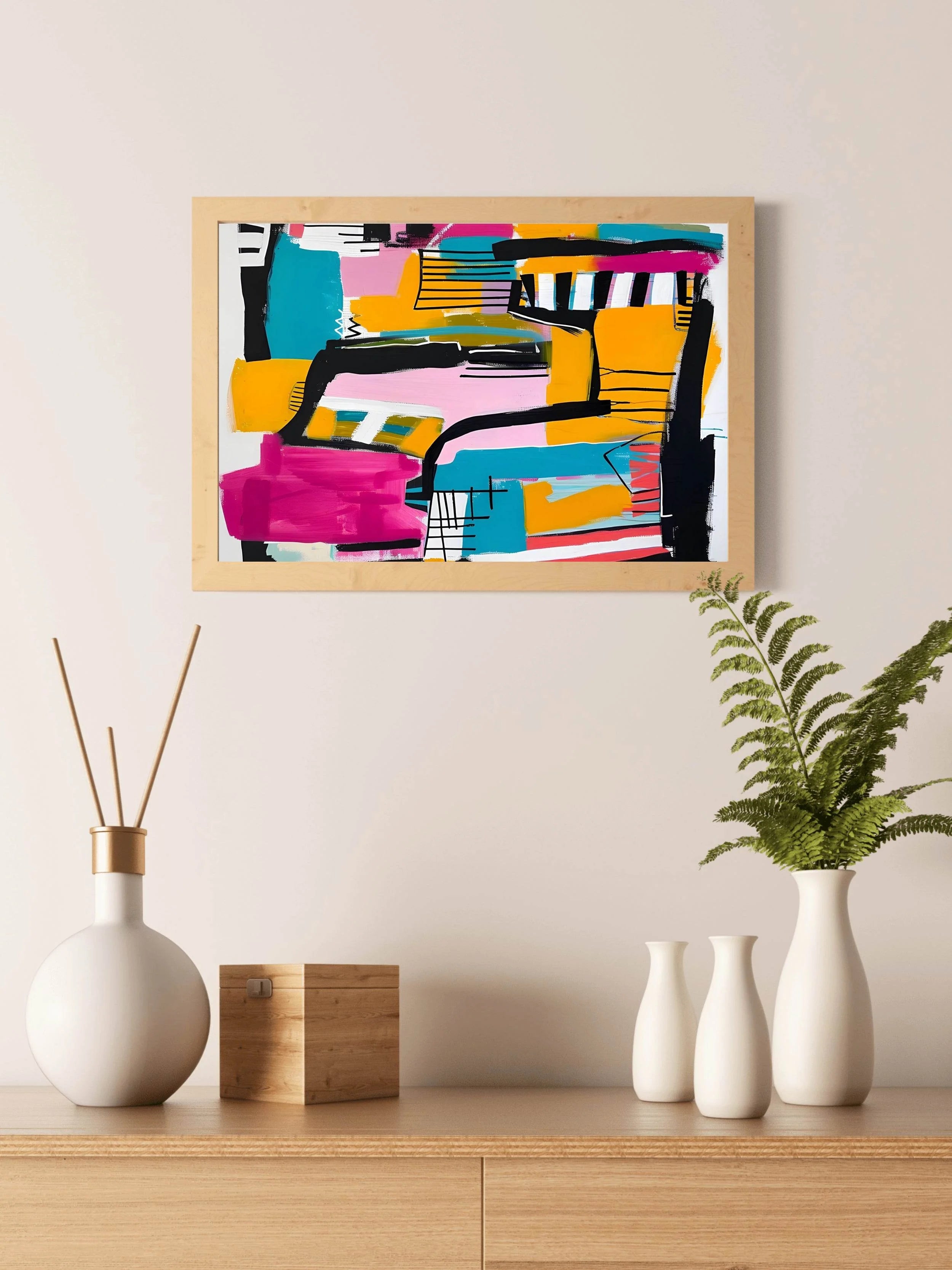 Abstract Compositions with Geometric Shapes Abstract Brushstrokes - beink online art store