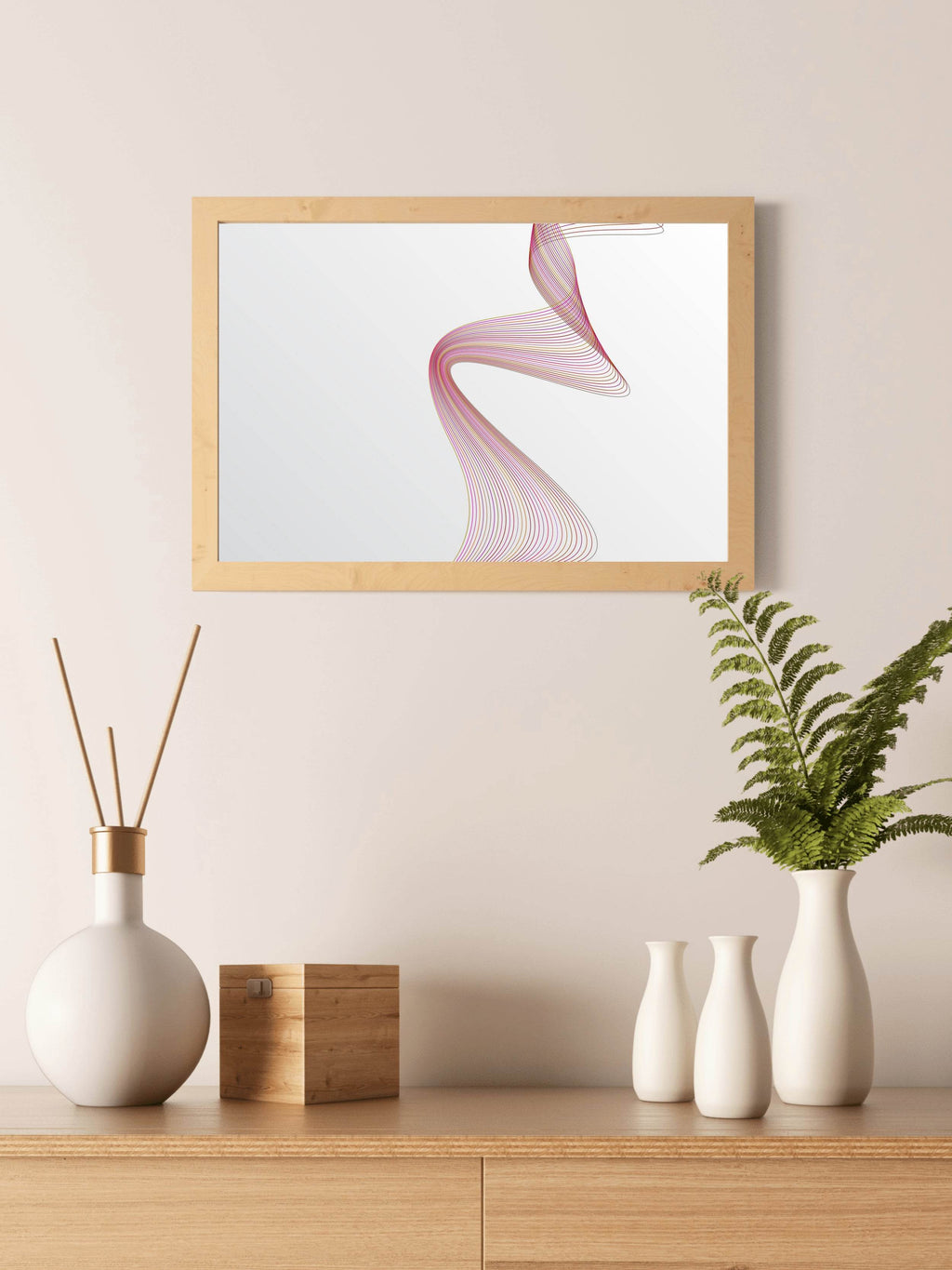 Light Background Technology Waves Lines Abstract Wall Art - beink online art store