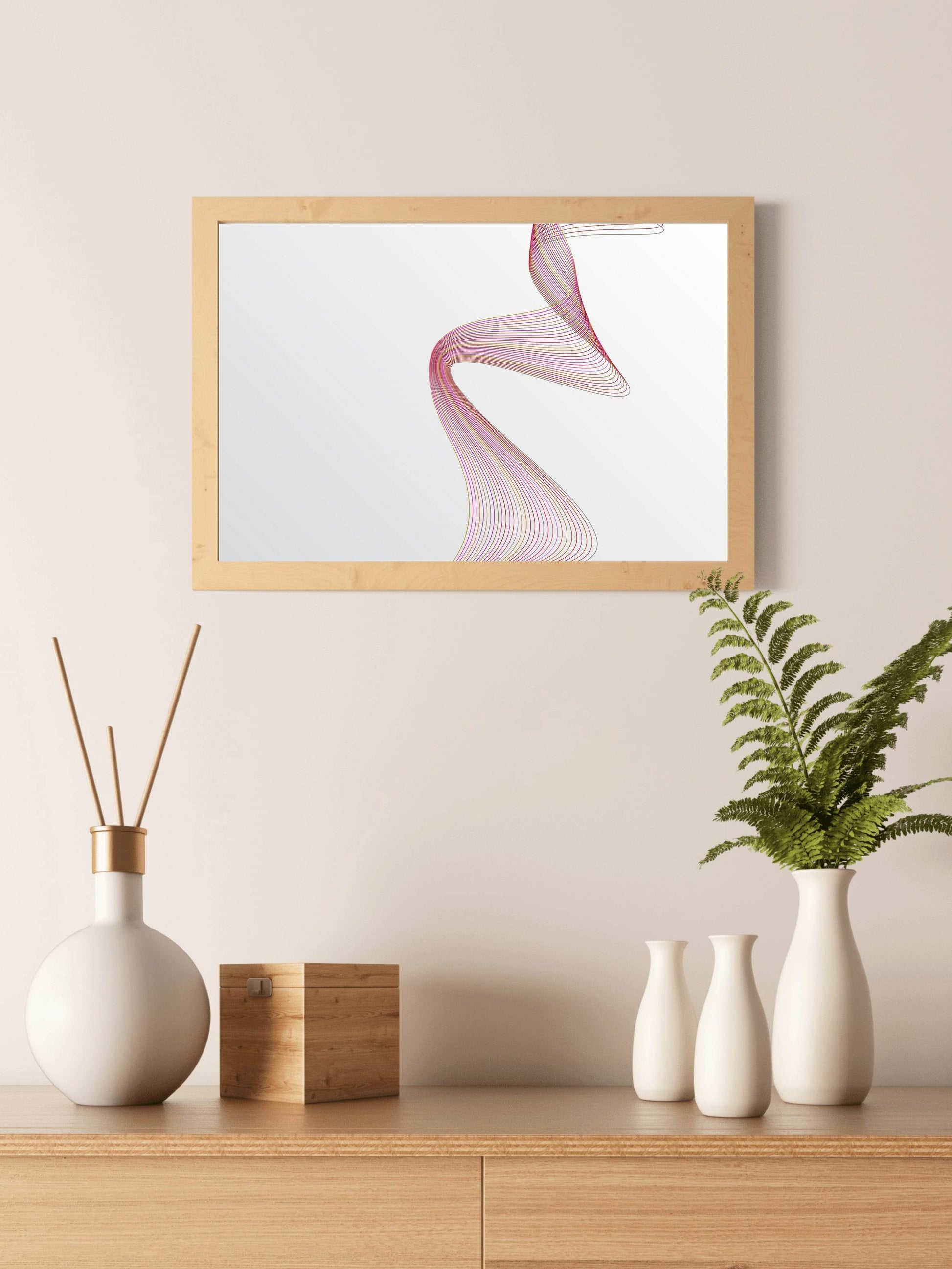 Light Background Technology Waves Lines Abstract Wall Art - beink online art store