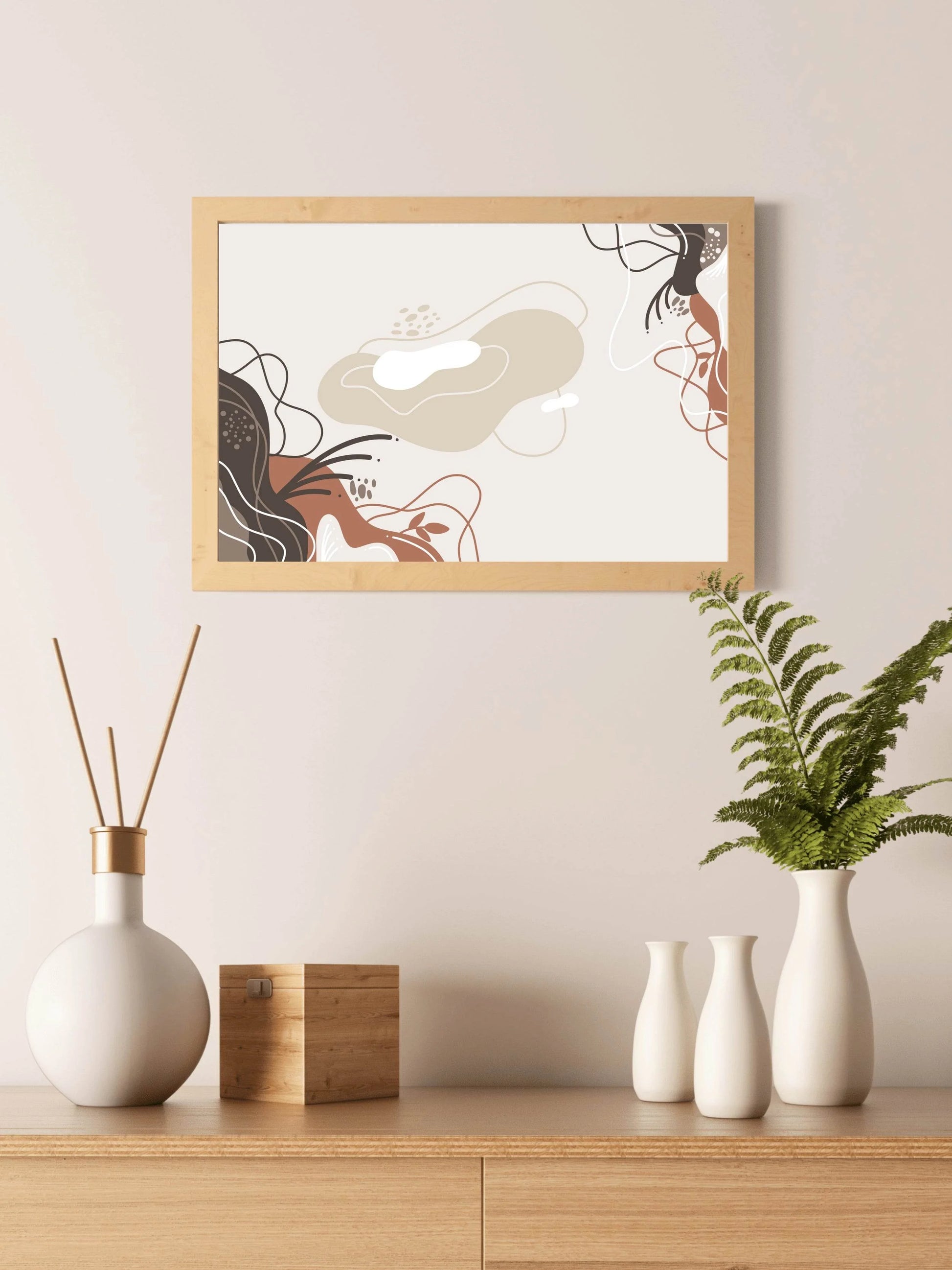 Drawing of Soft Plant Vector Abstract Wall Art - beink online art store