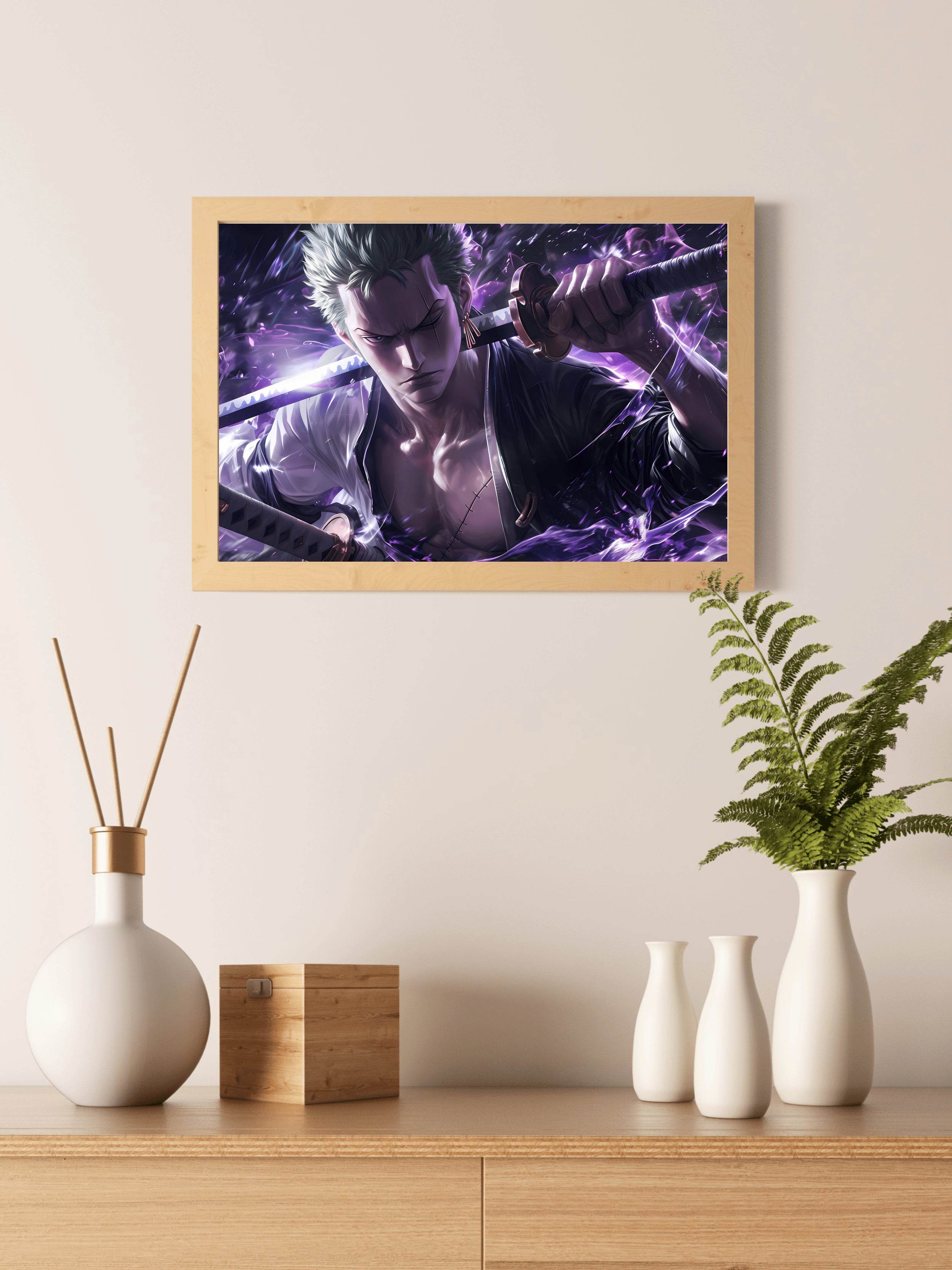 Roronoa Zoro Purple Anime Wall Art - beink online art store