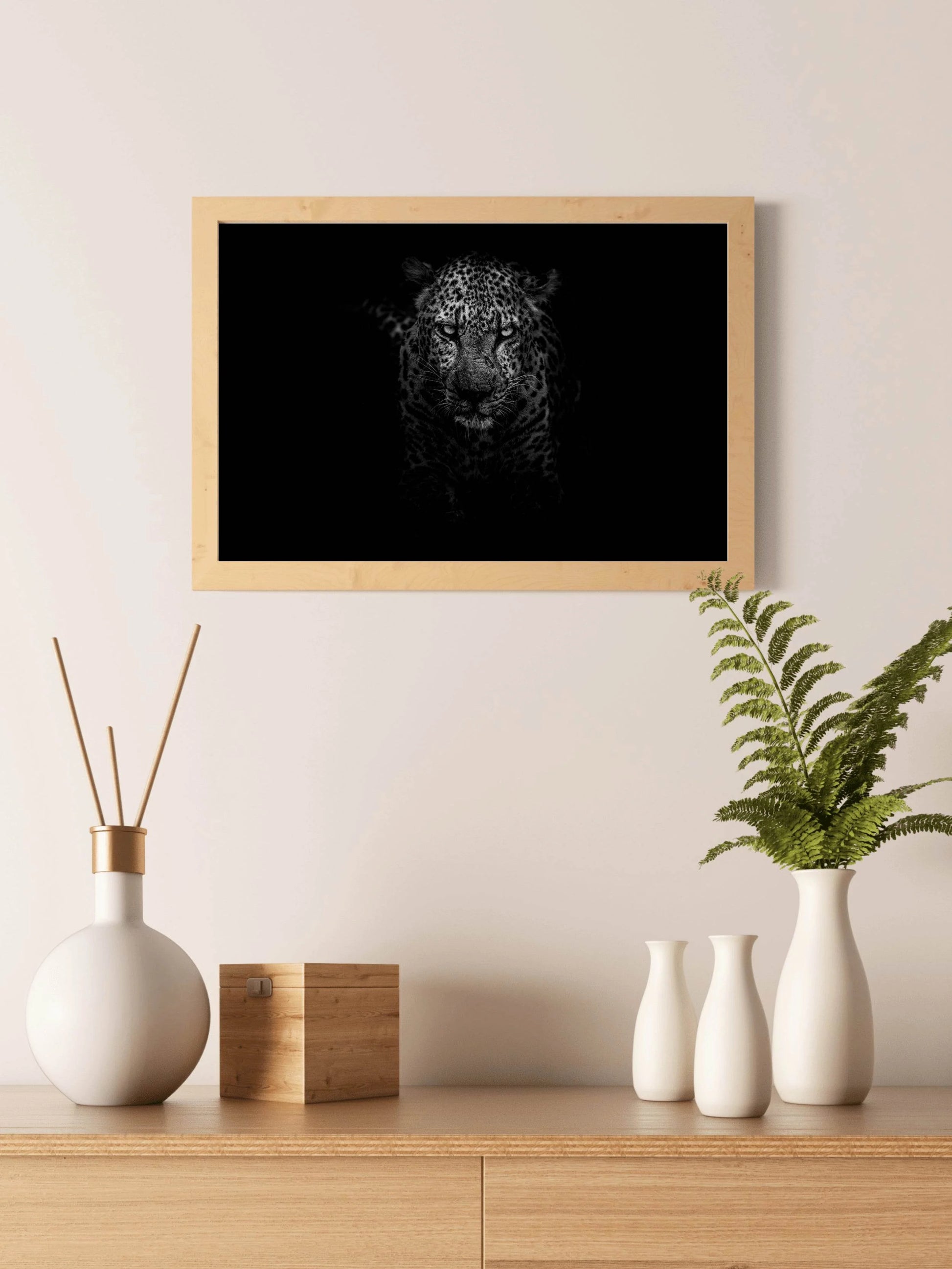 African Leopard Black & White Wall Art - beink online art store