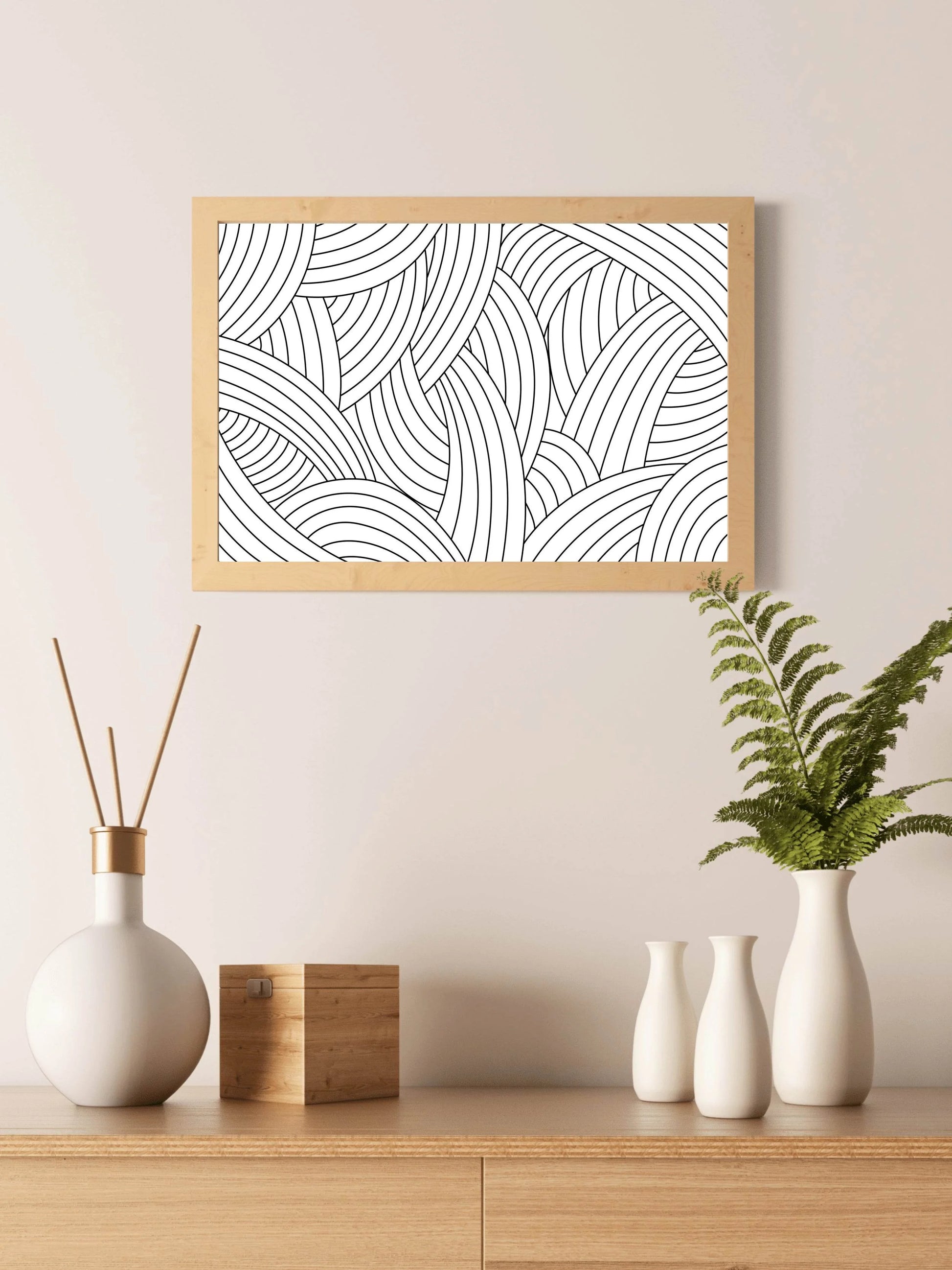 Seamless Black and White Pattern Abstract Wall Art - beink online art store