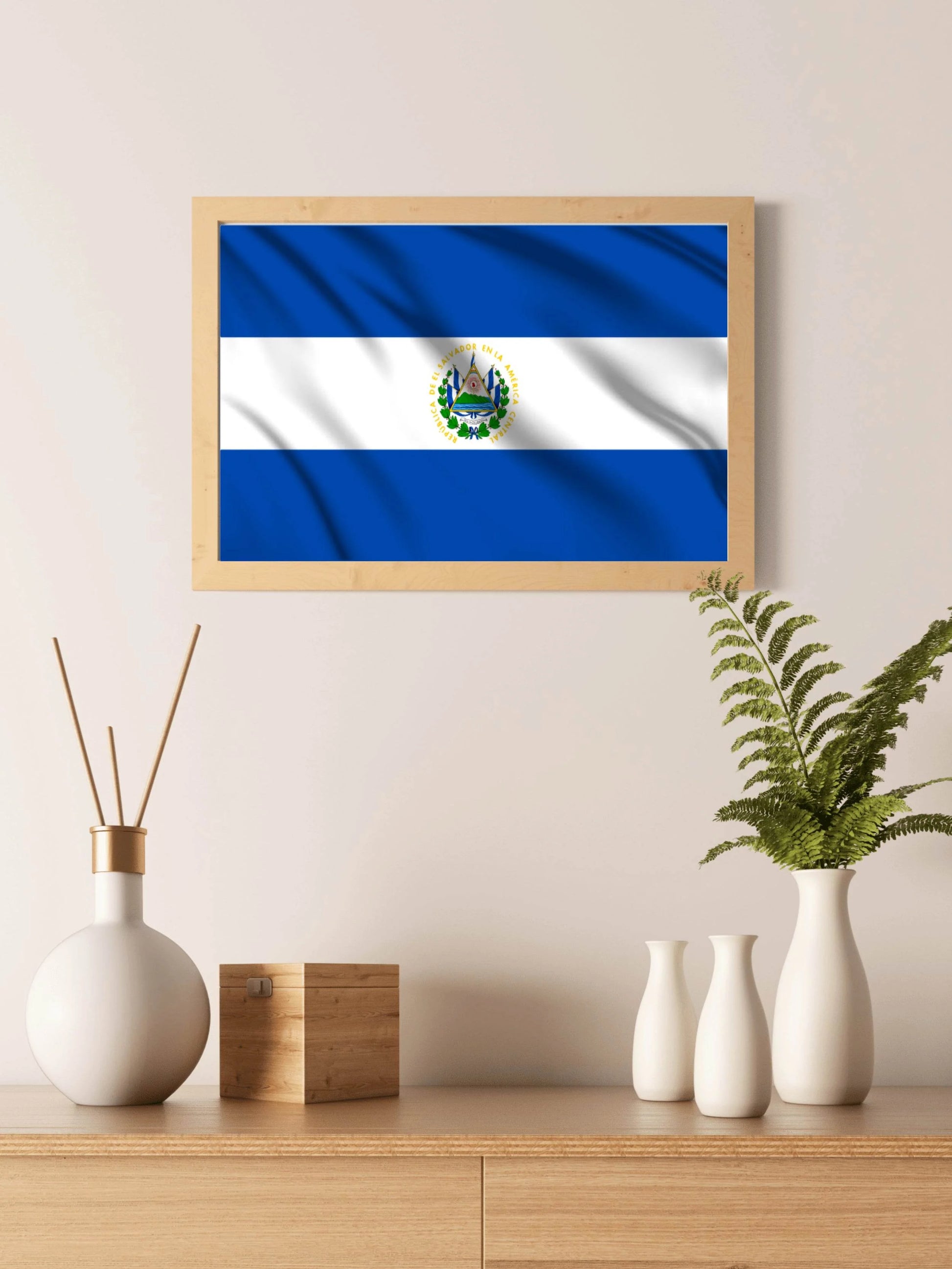El Salvador National Flag Wall Art - beink online art store