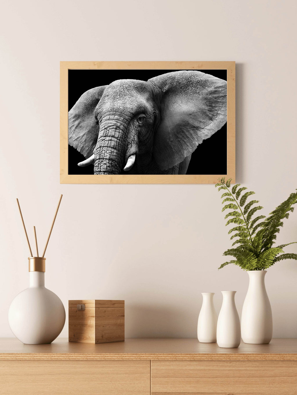 African Bush Elephant Black & White Wall Art - beink online art store